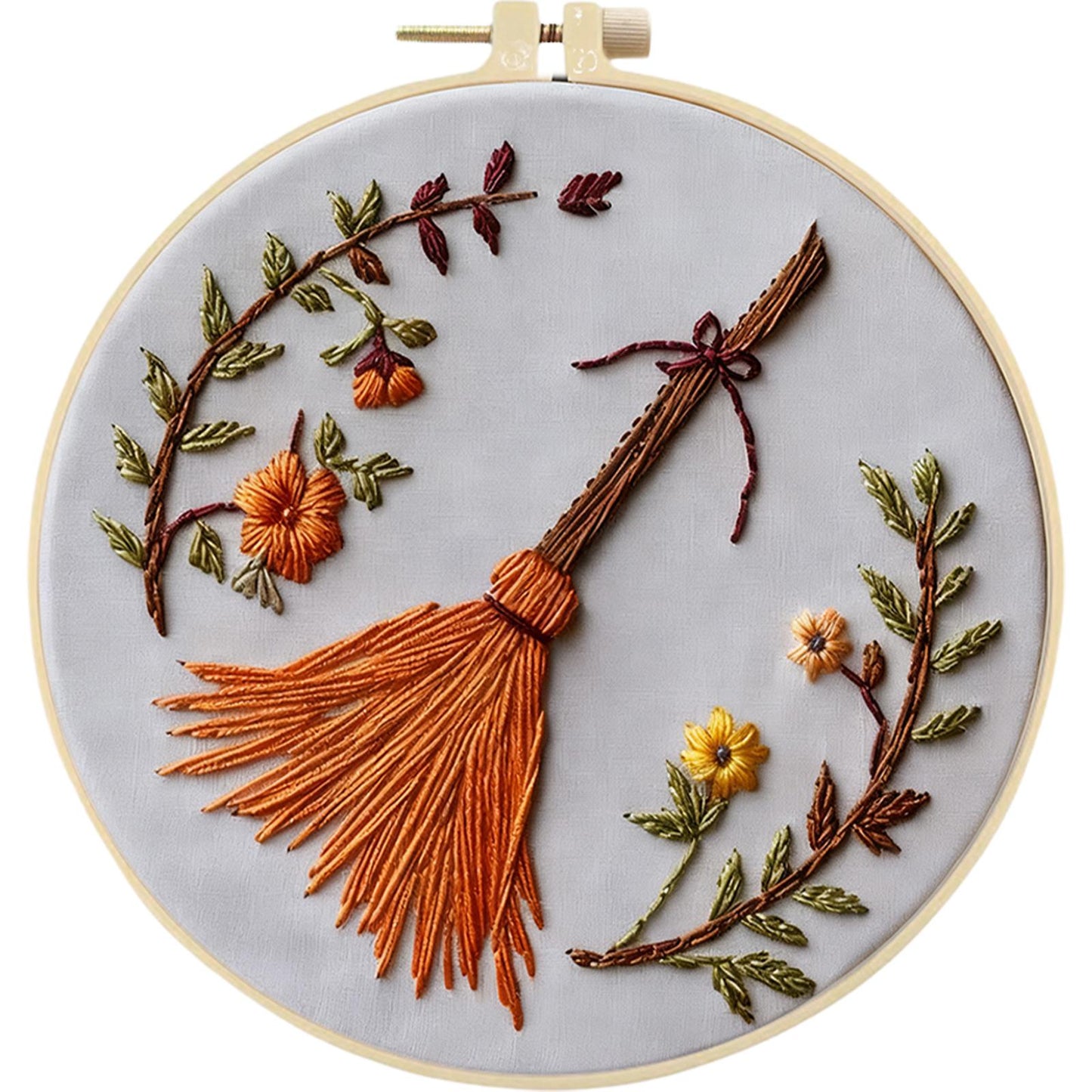 4PCS Christmas&Halloween - DIY Embroidery Cross Stitch Kit with Pattern Cotton Threads Needles Hoop 25x25CM/9.84x9.84in
