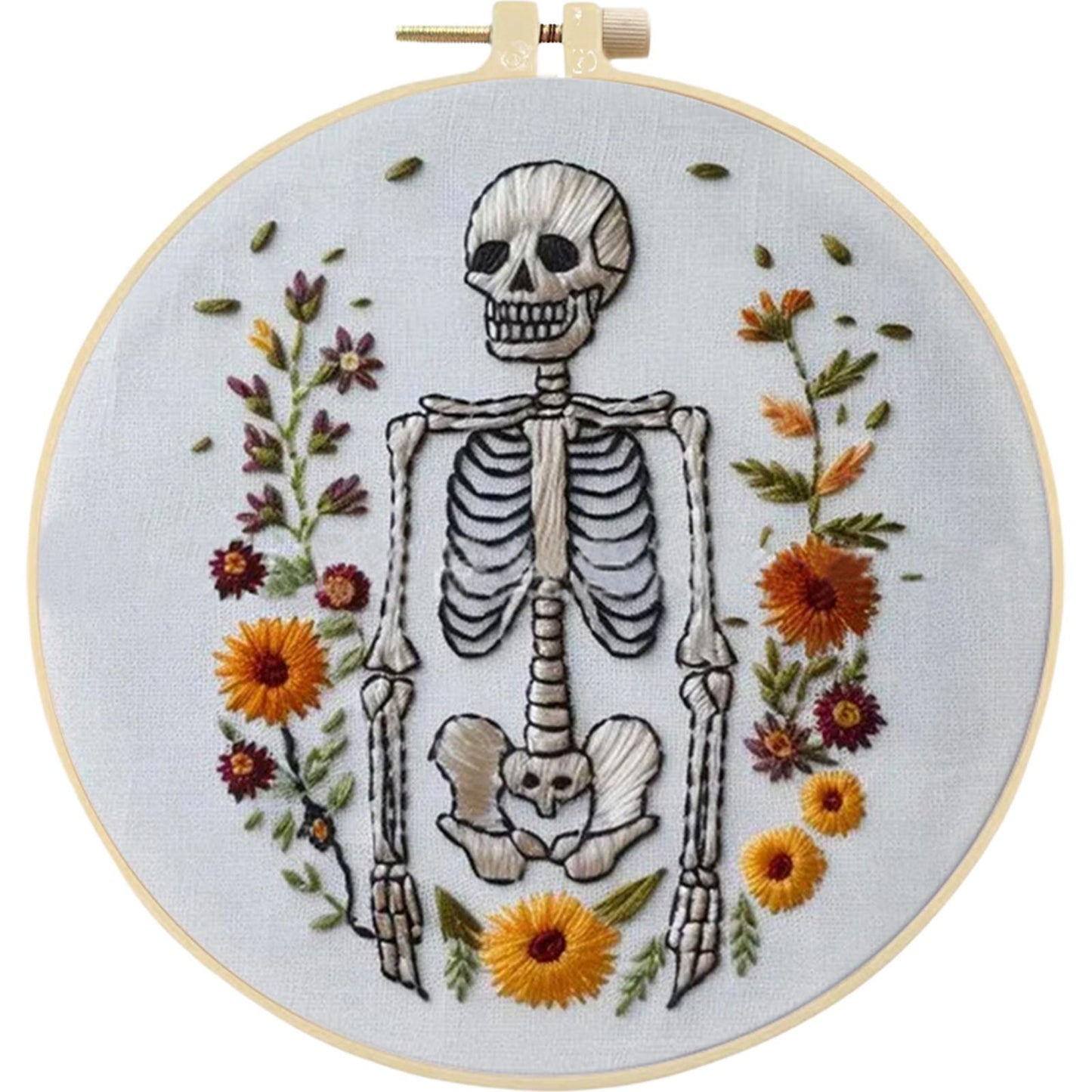 4PCS Halloween - DIY Embroidery Cross Stitch Kit with Pattern Cotton Threads Needles Hoop 25x25CM/9.84x9.84in