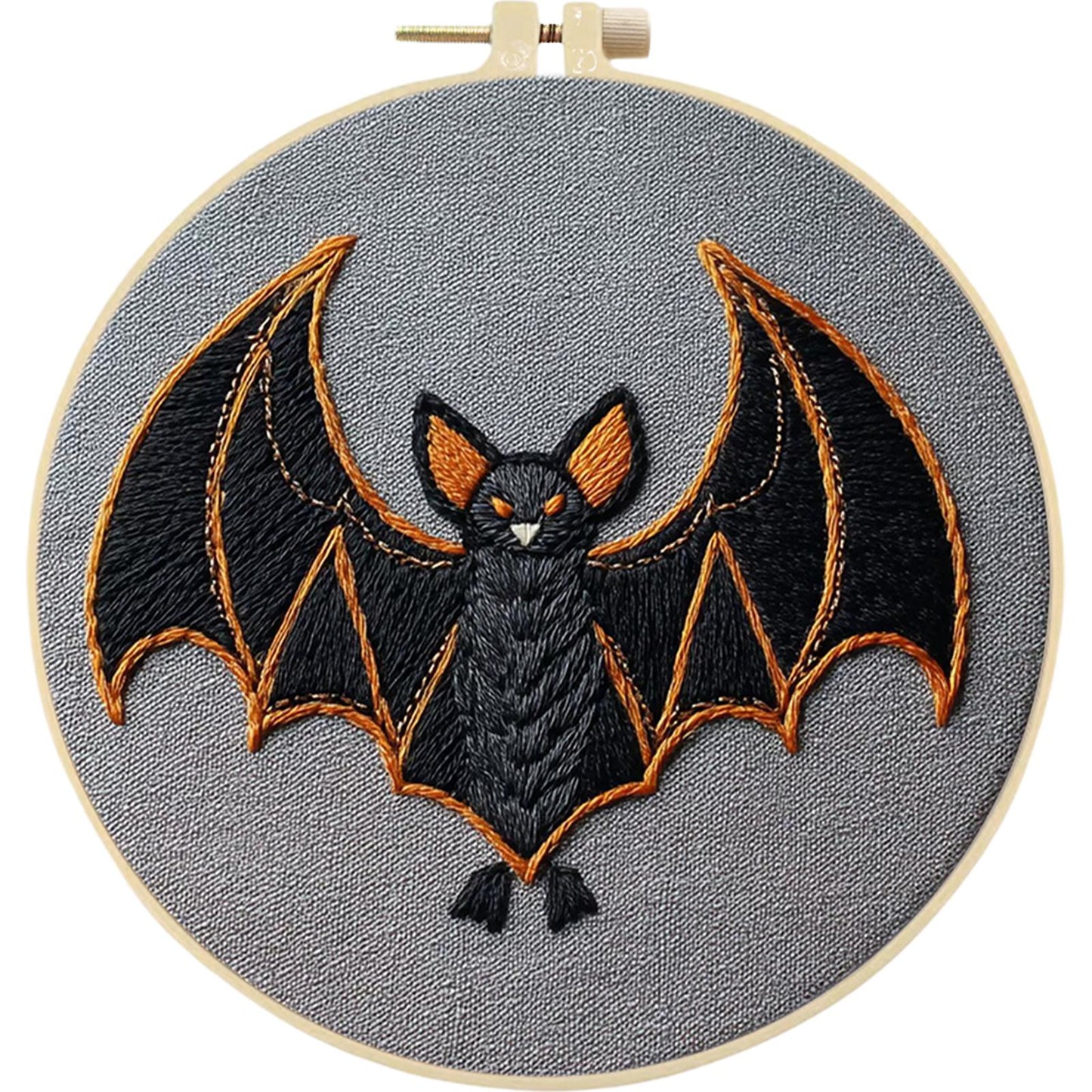 4PCS Halloween - DIY Embroidery Cross Stitch Kit with Pattern Cotton Threads Needles Hoop 25x25CM/9.84x9.84in