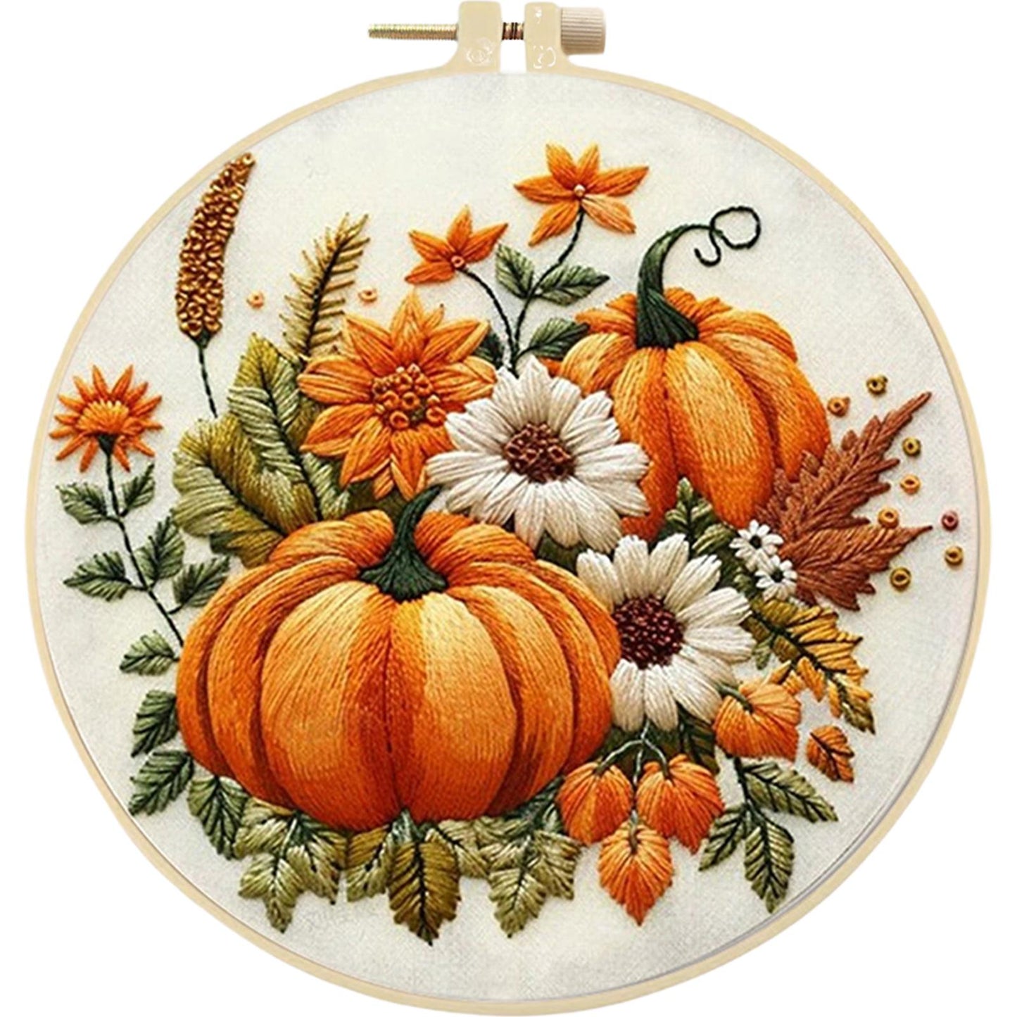 4PCS Christmas - DIY Embroidery Cross Stitch Kit with Pattern Cotton Threads Needles Hoop 25x25CM/9.84x9.84in