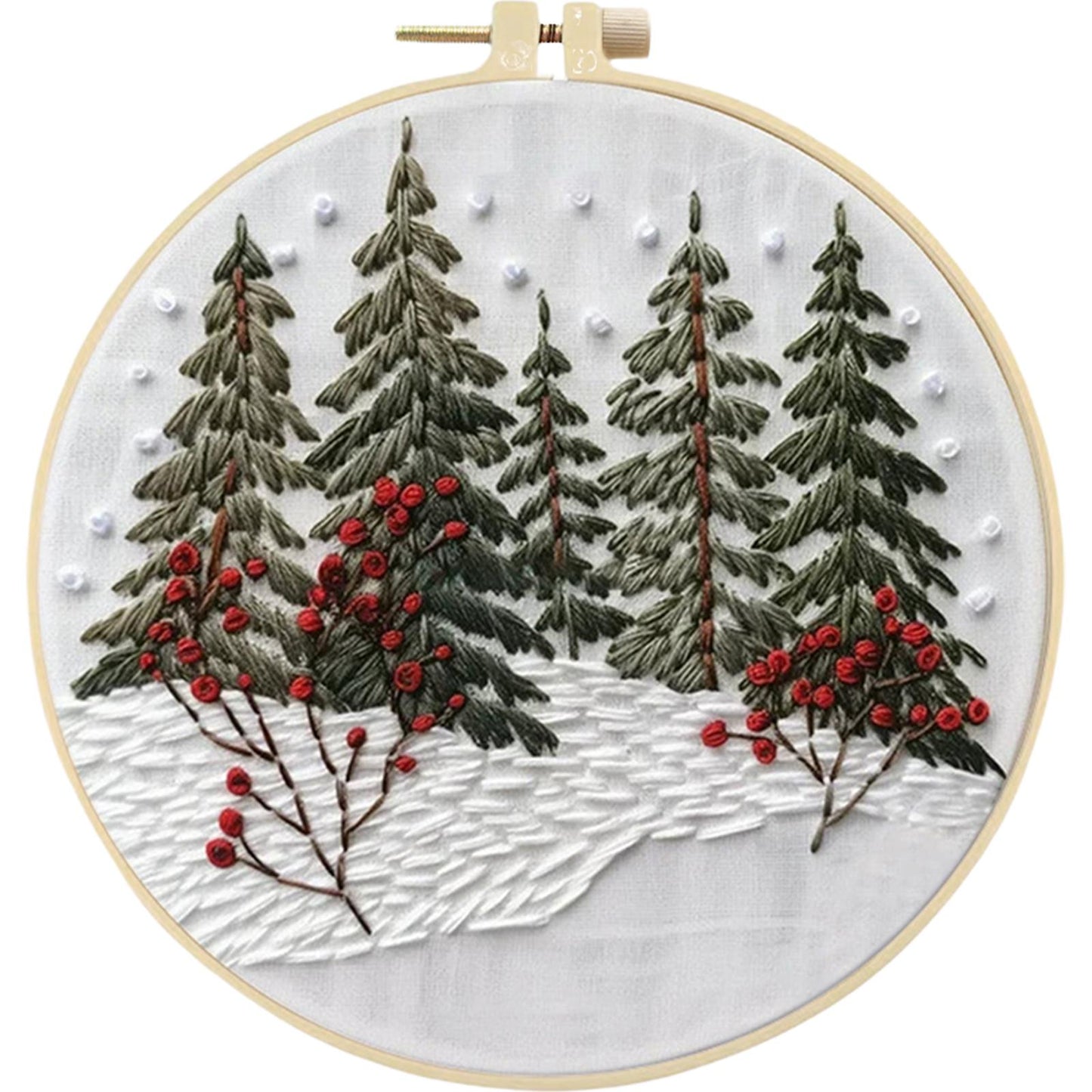 4PCS Christmas - DIY Embroidery Cross Stitch Kit with Pattern Cotton Threads Needles Hoop 25x25CM/9.84x9.84in