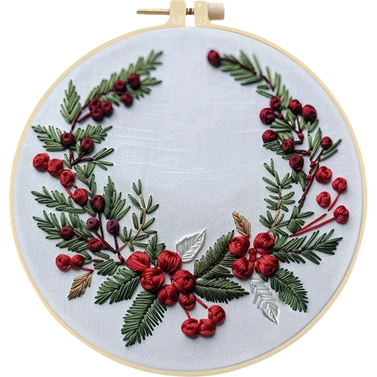 4PCS Christmas - DIY Embroidery Cross Stitch Kit with Pattern Cotton Threads Needles Hoop 25x25CM/9.84x9.84in