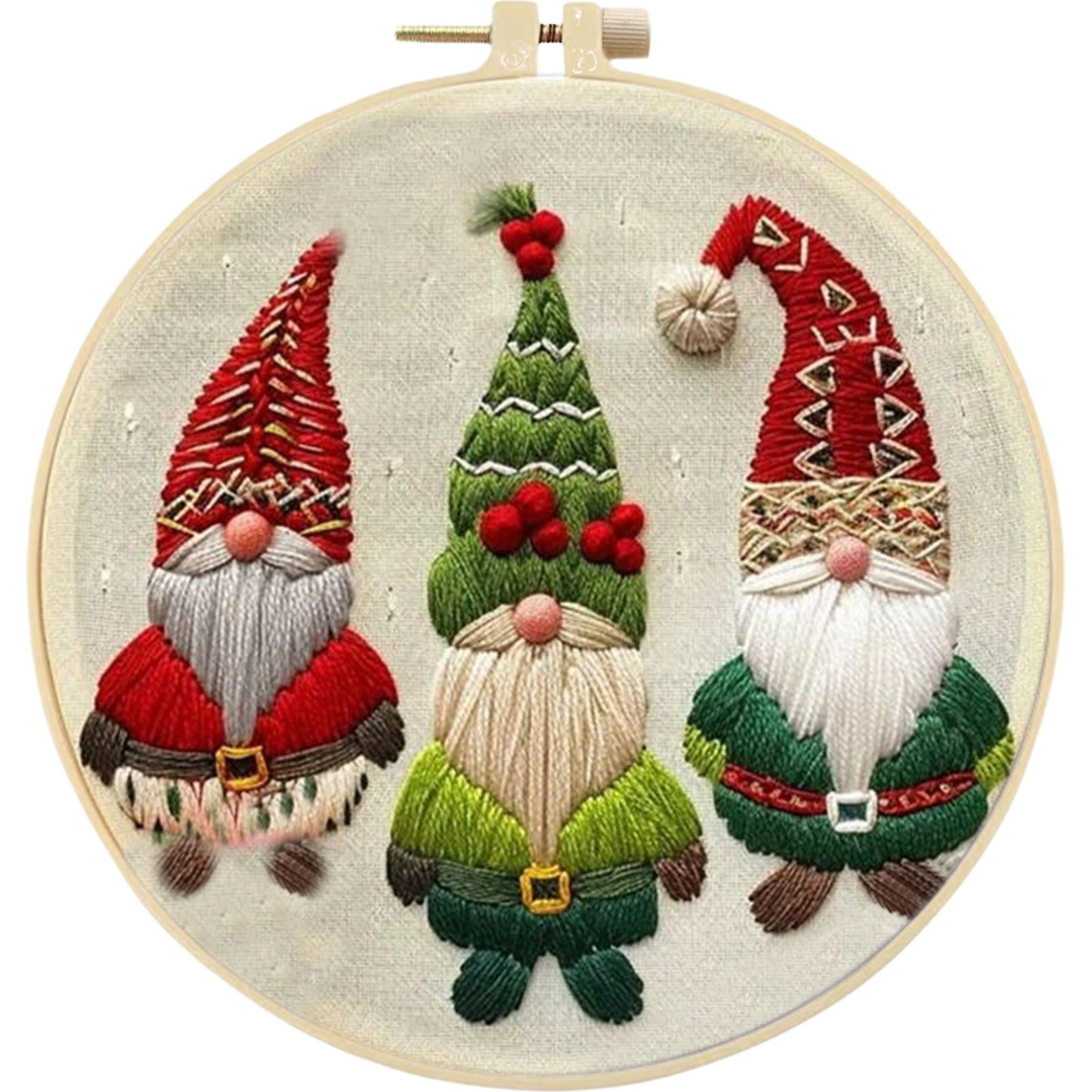 4PCS Christmas - DIY Embroidery Cross Stitch Kit with Pattern Cotton Threads Needles Hoop 25x25CM/9.84x9.84in