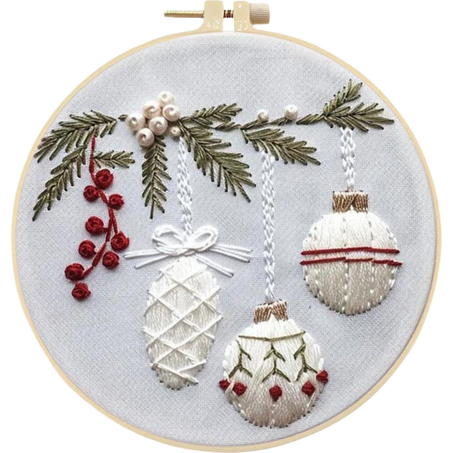 4PCS Christmas - DIY Embroidery Cross Stitch Kit with Pattern Cotton Threads Needles Hoop 25x25CM/9.84x9.84in