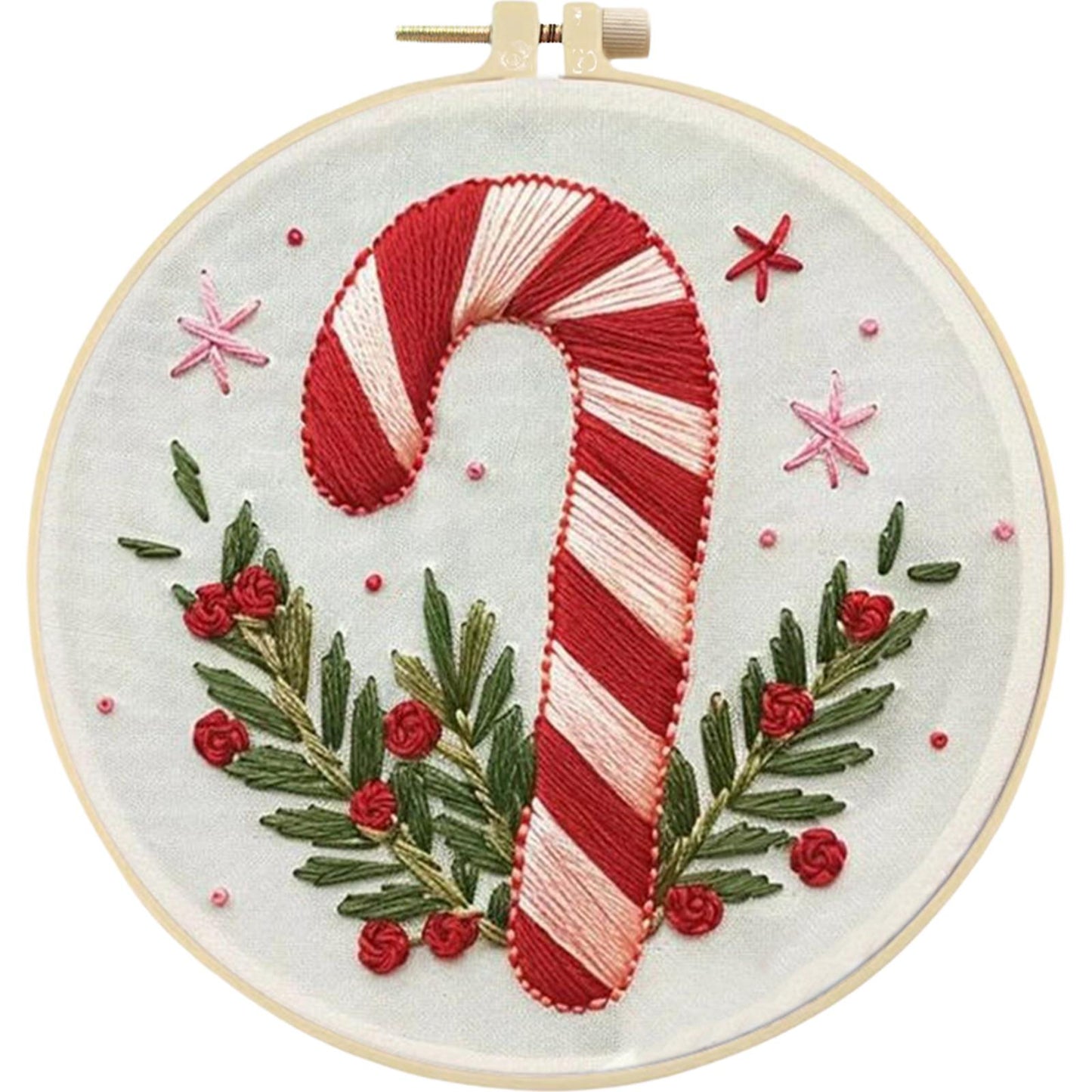4PCS Christmas - DIY Embroidery Cross Stitch Kit with Pattern Cotton Threads Needles Hoop 25x25CM/9.84x9.84in