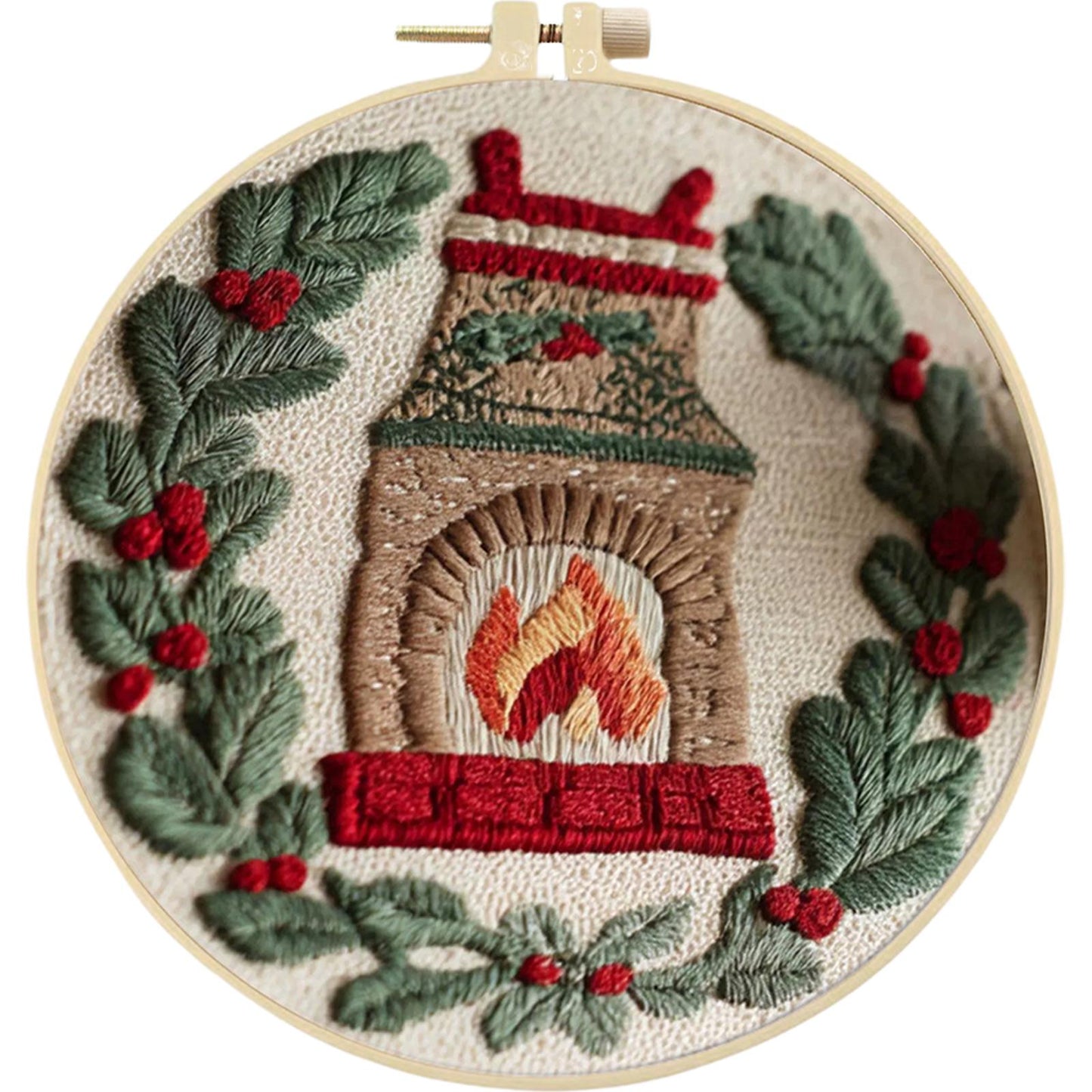 4PCS Christmas - DIY Embroidery Cross Stitch Kit with Pattern Cotton Threads Needles Hoop 25x25CM/9.84x9.84in
