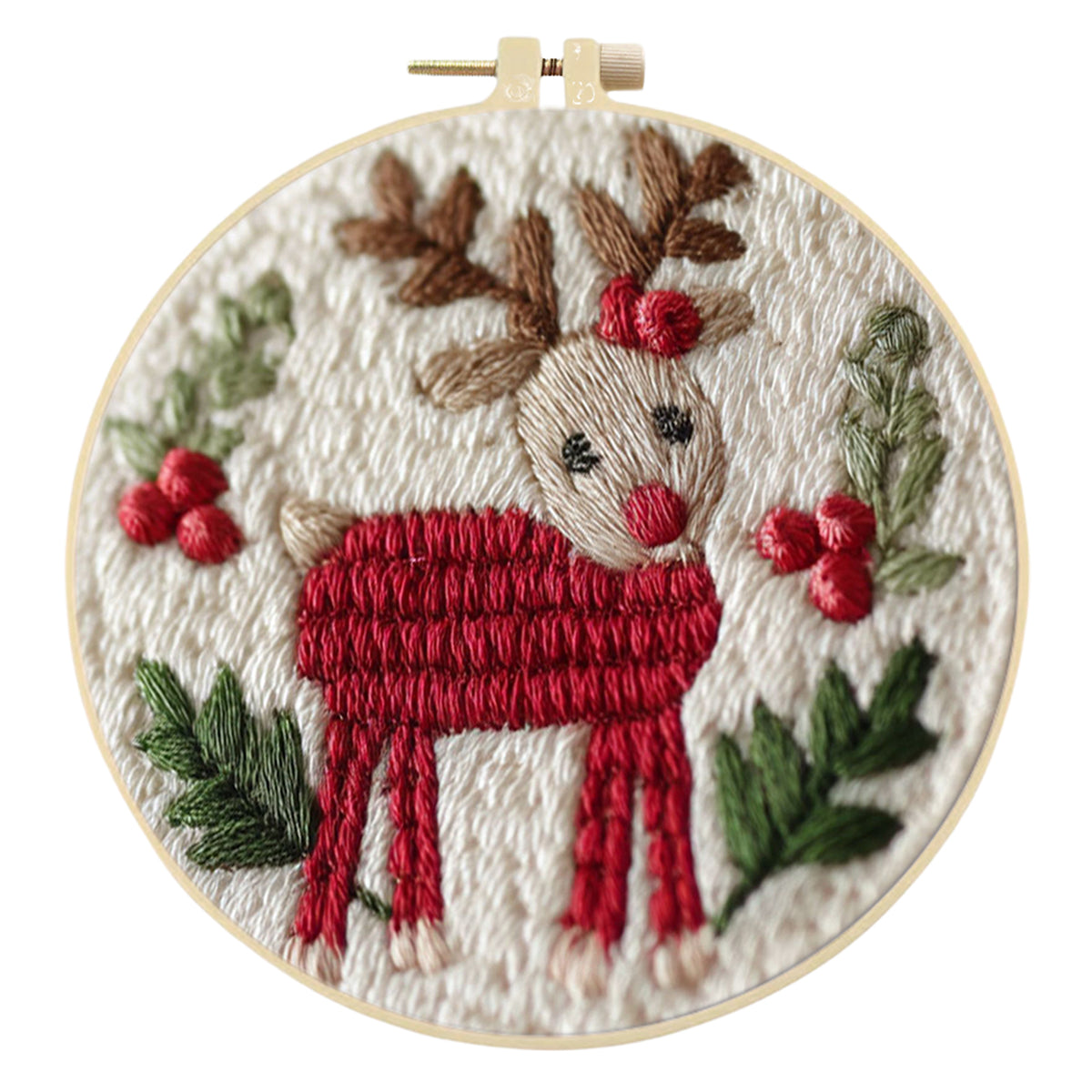 4Pcs Christmas Collection - DIY Embroidery Cross Stitch Kit with Pattern Cotton Threads Needles Hoop 25×25CM/9.84×9.84in