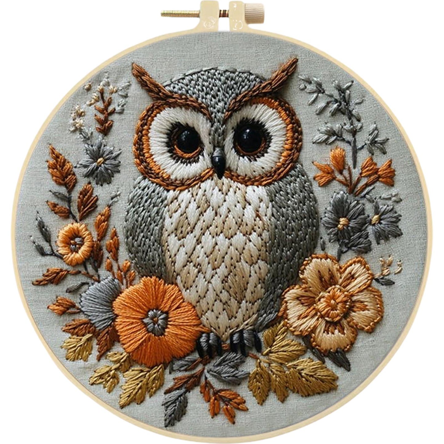 4PCS Animal Series - DIY Embroidery Cross Stitch Kit with Pattern Cotton Threads Needles Hoop 30x30CM/11.81x11.81in