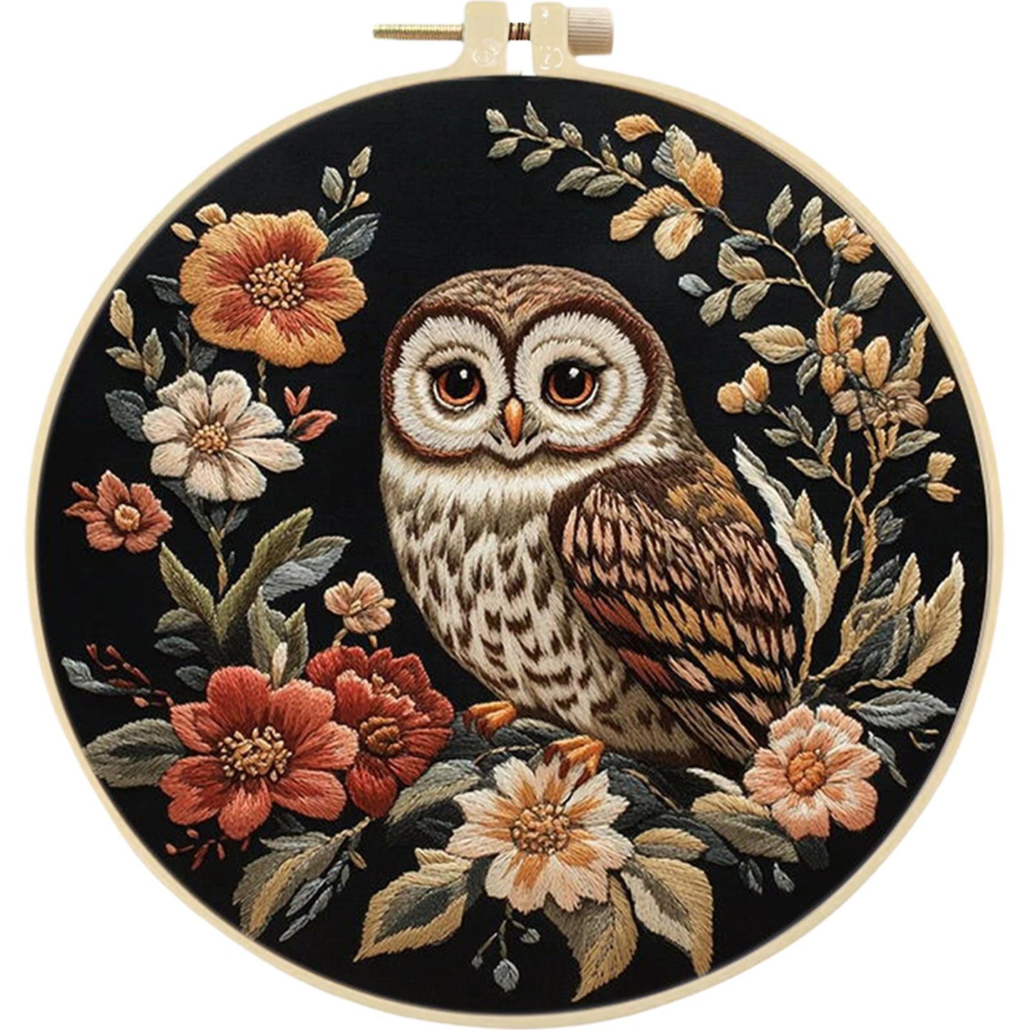4PCS Animal Series - DIY Embroidery Cross Stitch Kit with Pattern Cotton Threads Needles Hoop 30x30CM/11.81x11.81in
