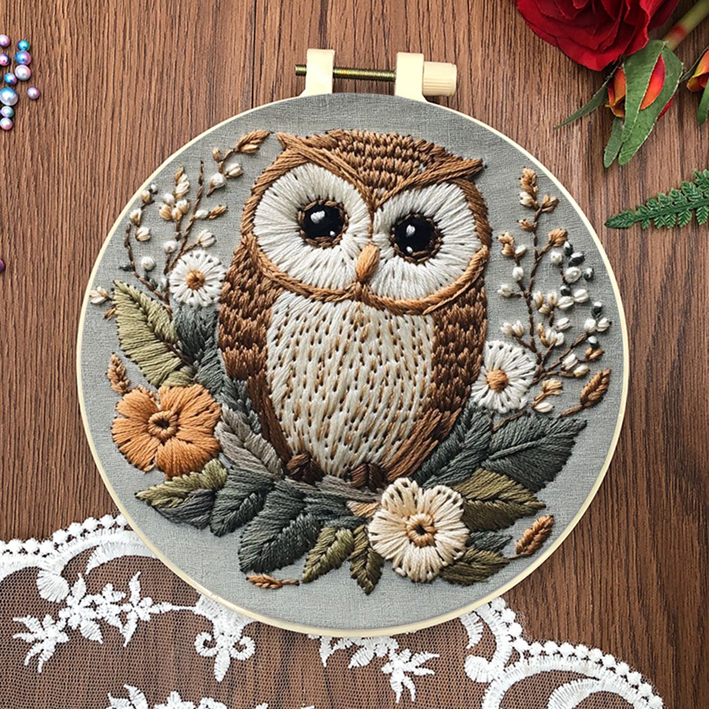 4PCS Animal Series - DIY Embroidery Cross Stitch Kit with Pattern Cotton Threads Needles Hoop 30x30CM/11.81x11.81in