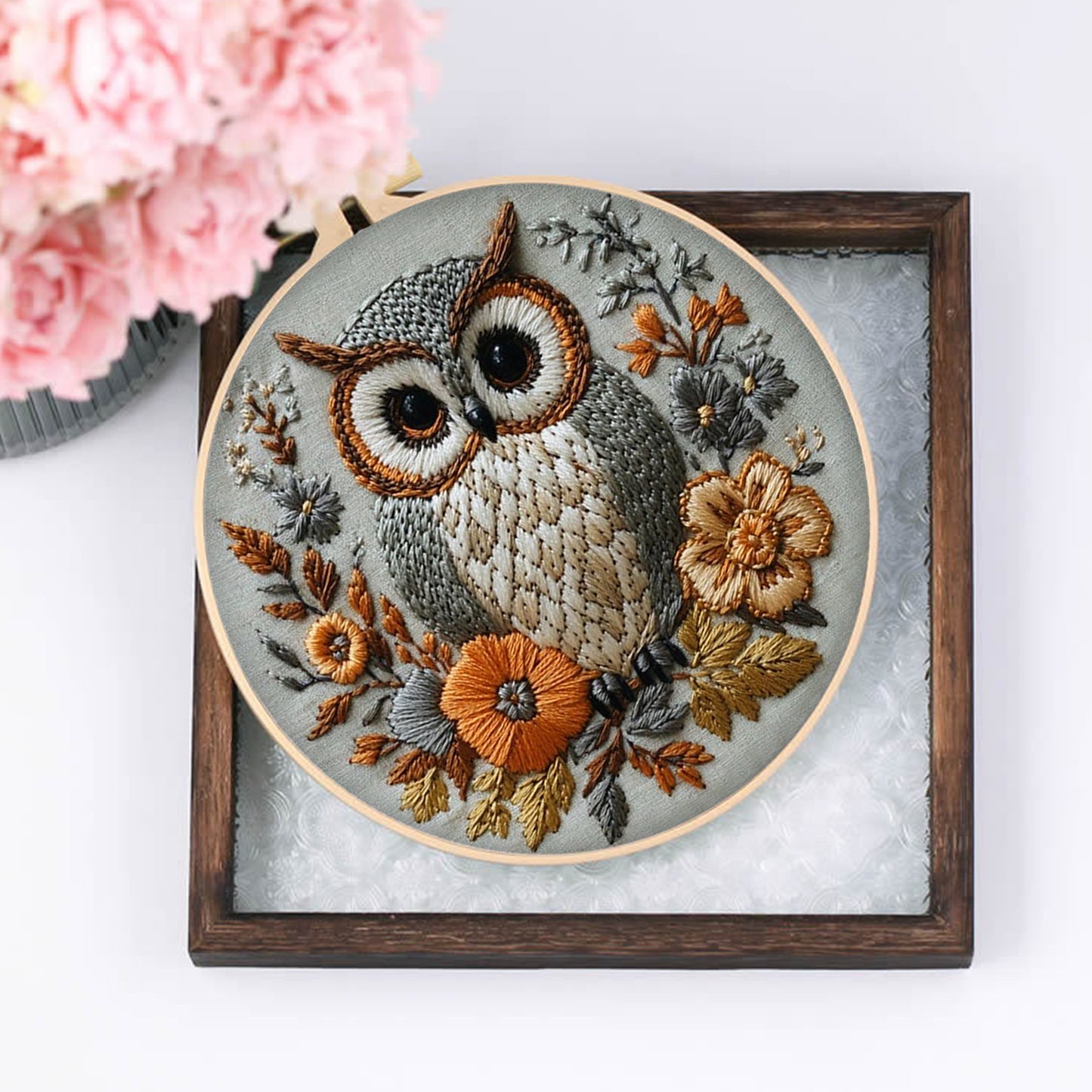 4PCS Animal Series - DIY Embroidery Cross Stitch Kit with Pattern Cotton Threads Needles Hoop 30x30CM/11.81x11.81in