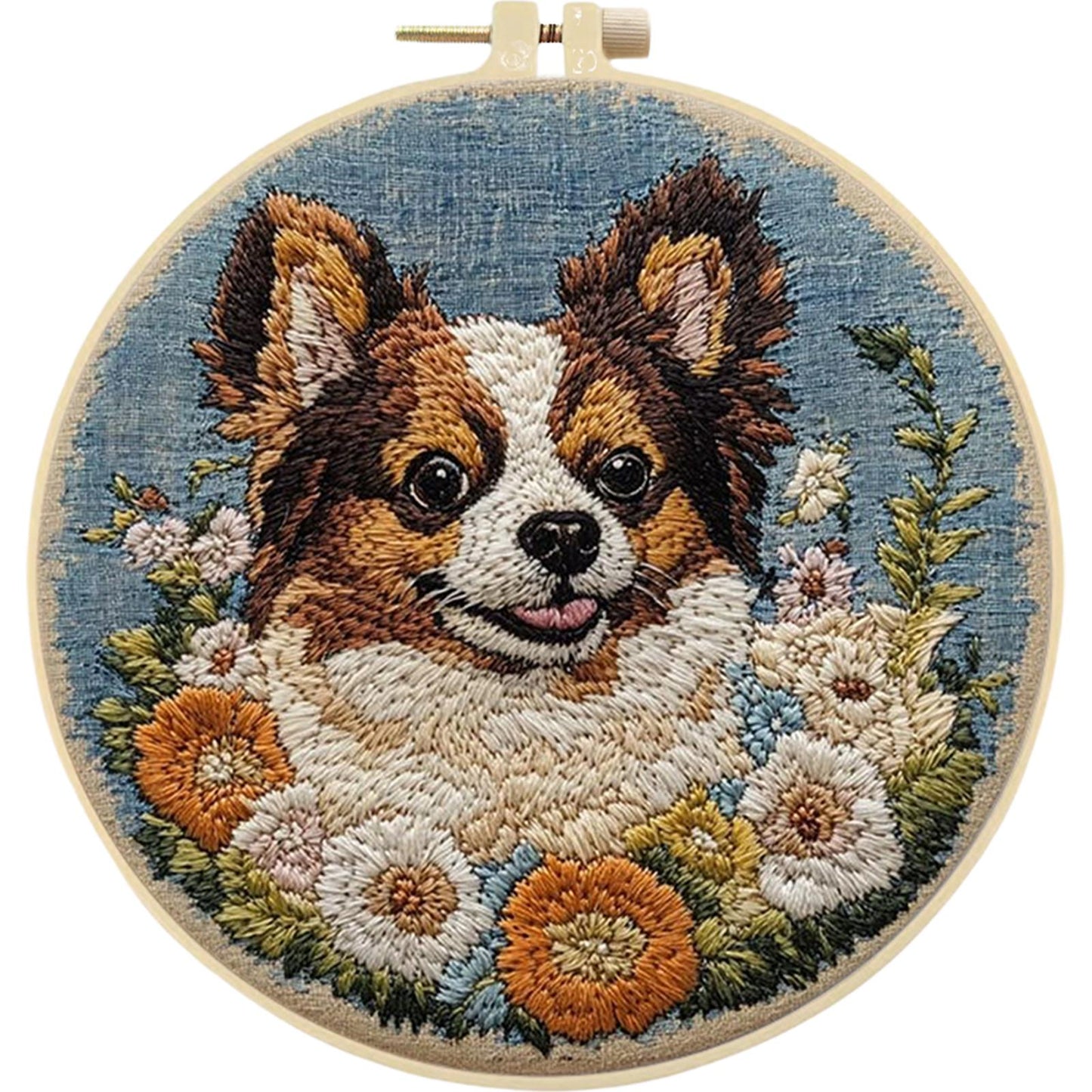 4PCS Dog - DIY Embroidery Cross Stitch Kit with Pattern Cotton Threads Needles Hoop 30x30CM/11.81x11.81in