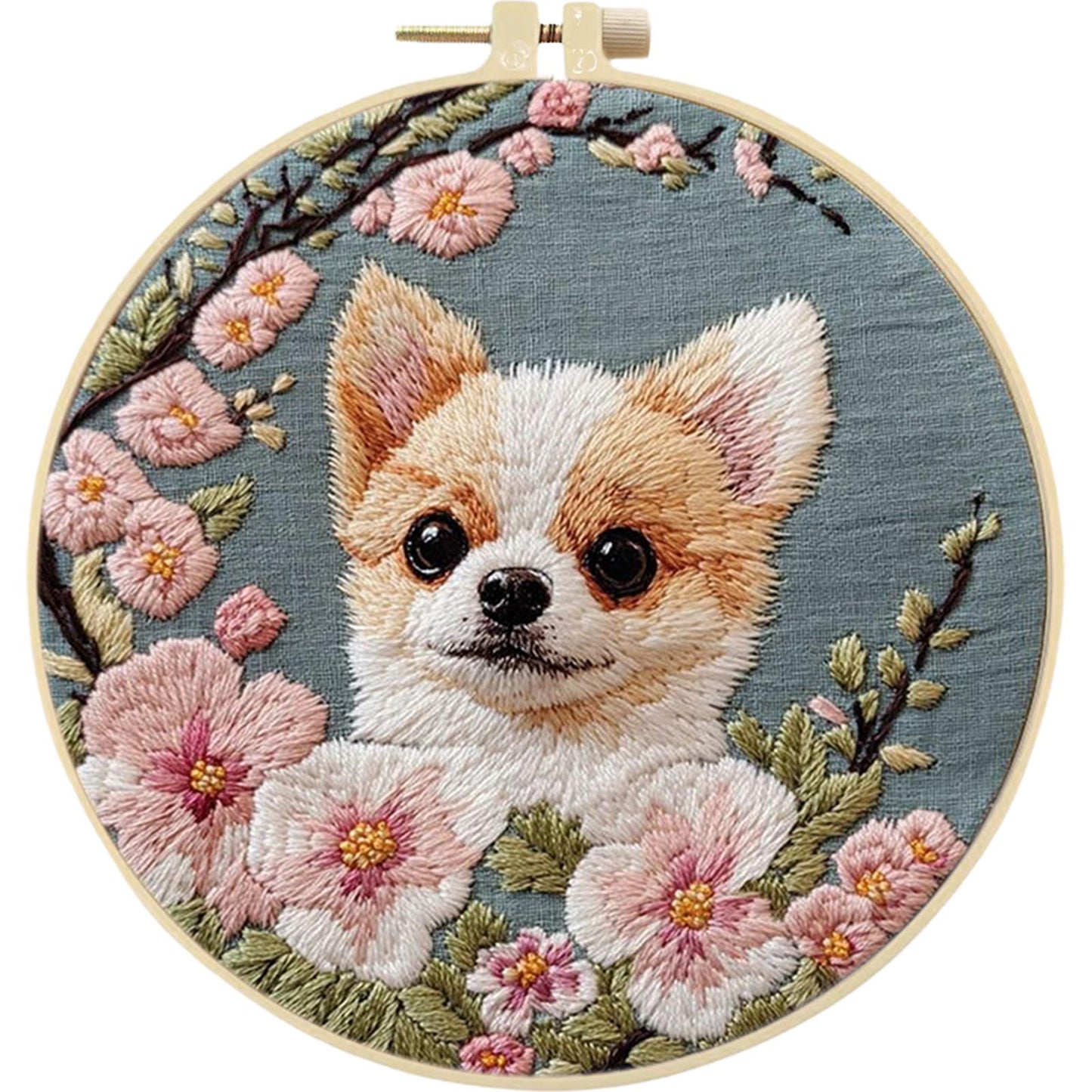 4PCS Dog - DIY Embroidery Cross Stitch Kit with Pattern Cotton Threads Needles Hoop 30x30CM/11.81x11.81in