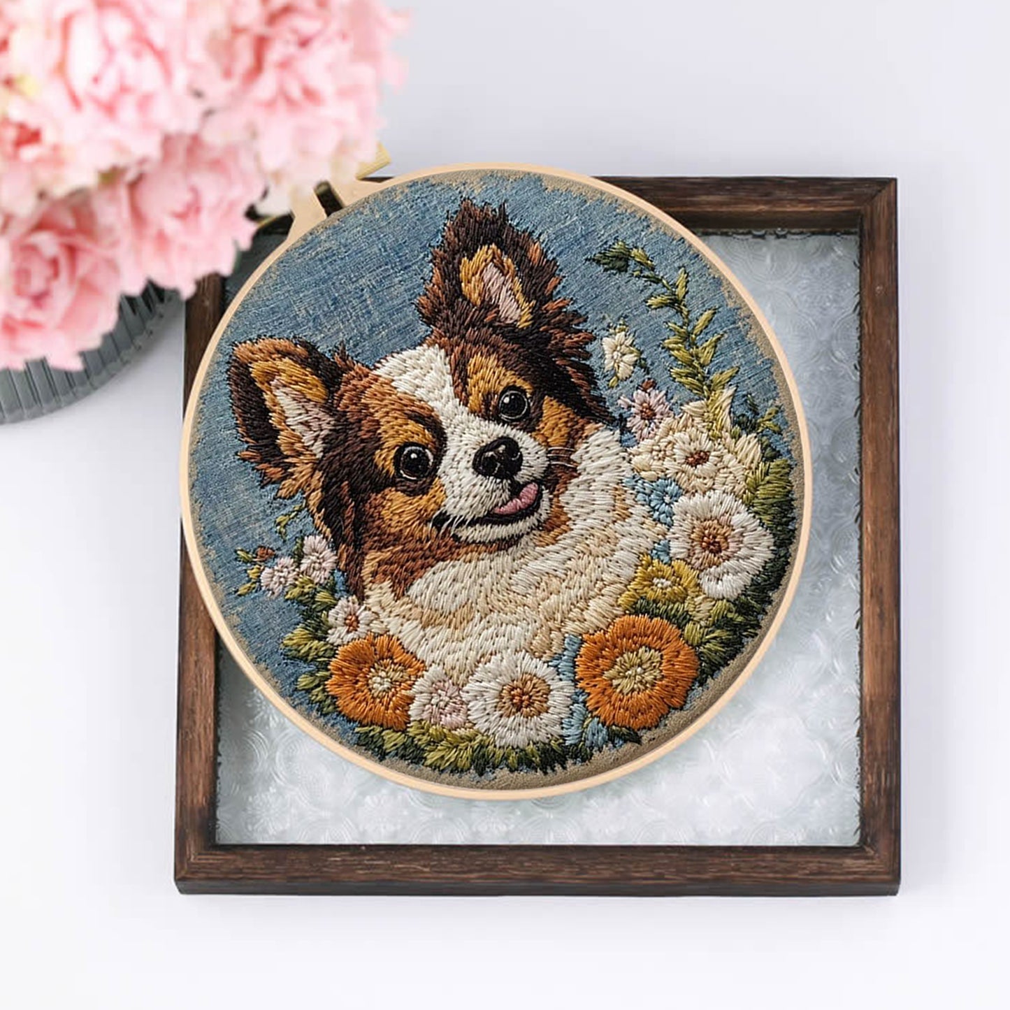 4PCS Dog - DIY Embroidery Cross Stitch Kit with Pattern Cotton Threads Needles Hoop 30x30CM/11.81x11.81in
