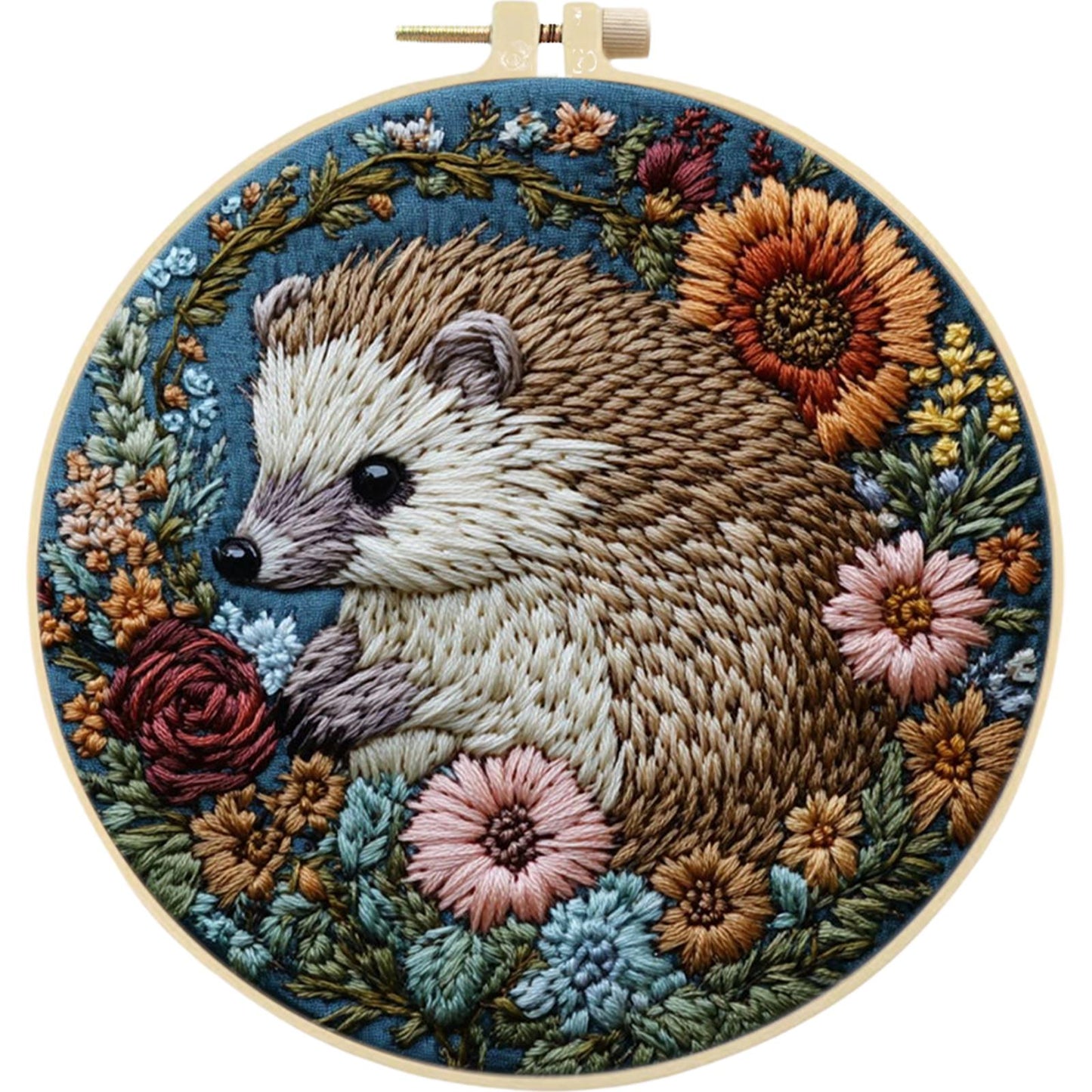 4PCS Peeking Around - DIY Embroidery Cross Stitch Kit with Pattern Cotton Threads Needles Hoop 25x25CM/9.84x9.84in