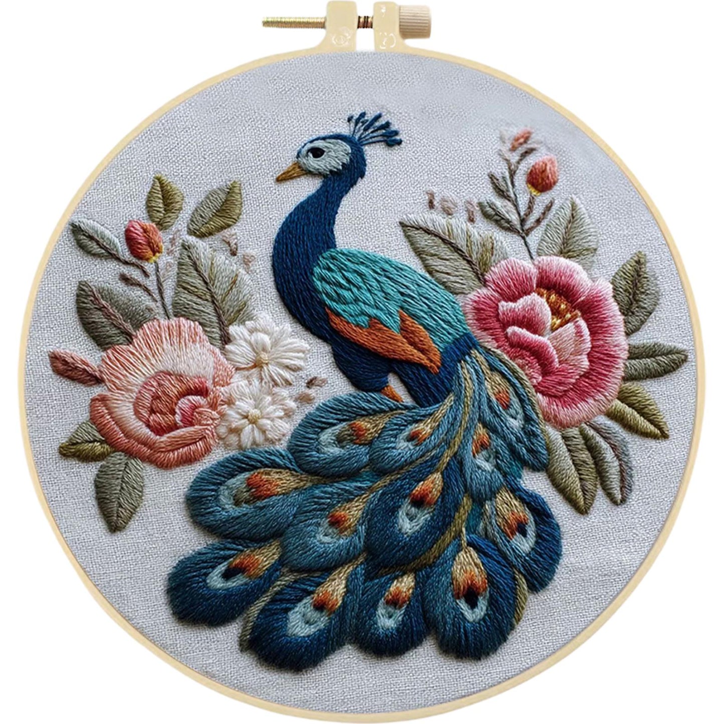 4PCS Peerless Elegance - DIY Embroidery Cross Stitch Kit with Pattern Cotton Threads Needles Hoop 25x25CM/9.84x9.84in
