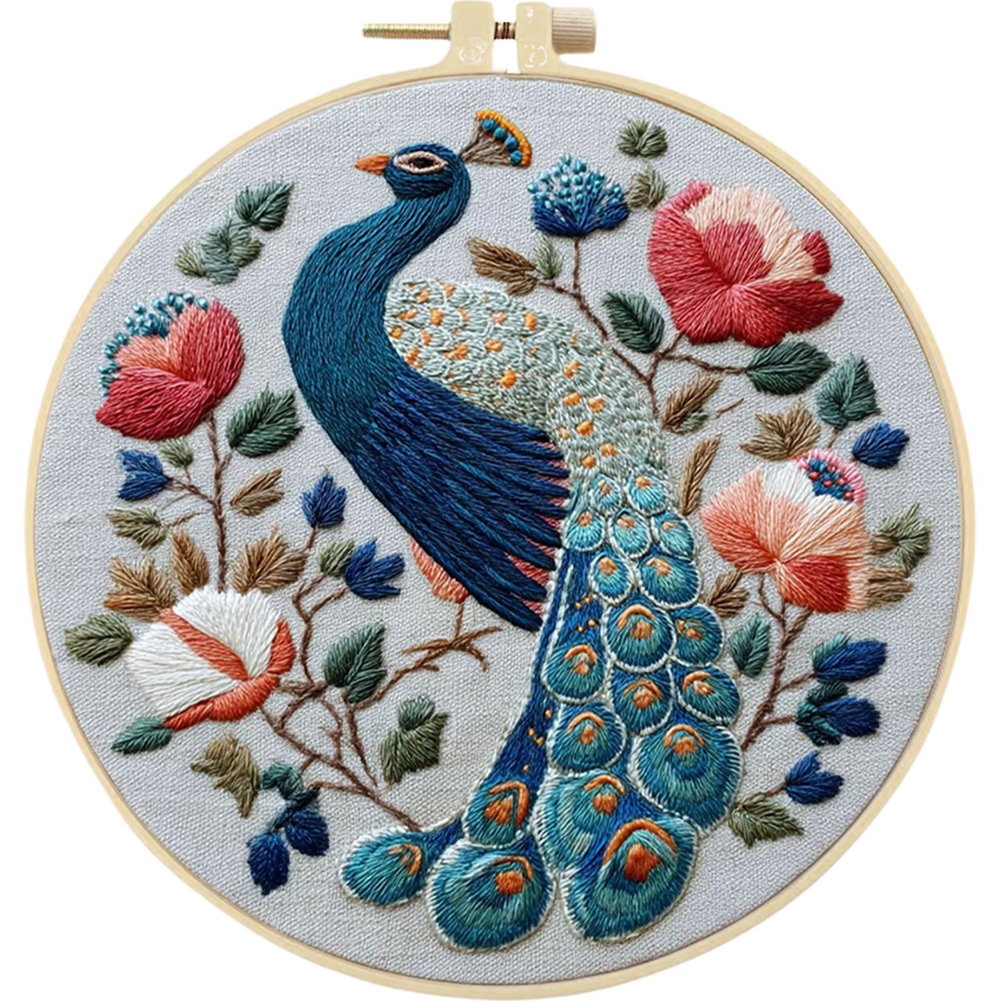4PCS Peerless Elegance - DIY Embroidery Cross Stitch Kit with Pattern Cotton Threads Needles Hoop 25x25CM/9.84x9.84in