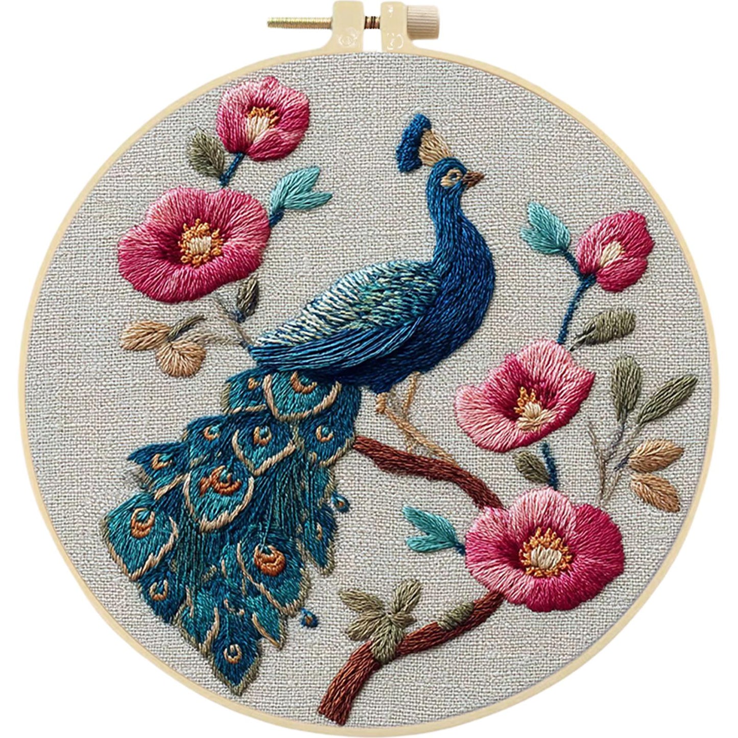 4PCS Peerless Elegance - DIY Embroidery Cross Stitch Kit with Pattern Cotton Threads Needles Hoop 25x25CM/9.84x9.84in