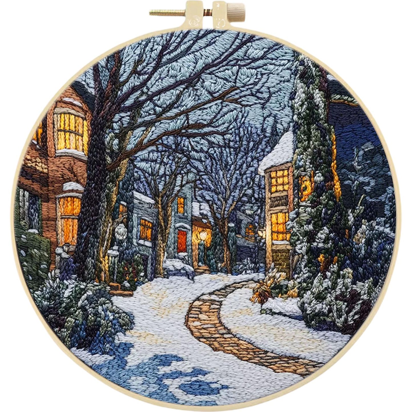 4PCS Four Seasons - DIY Embroidery Cross Stitch Kit with Pattern Cotton Threads Needles Hoop 25x25CM/9.84x9.84in