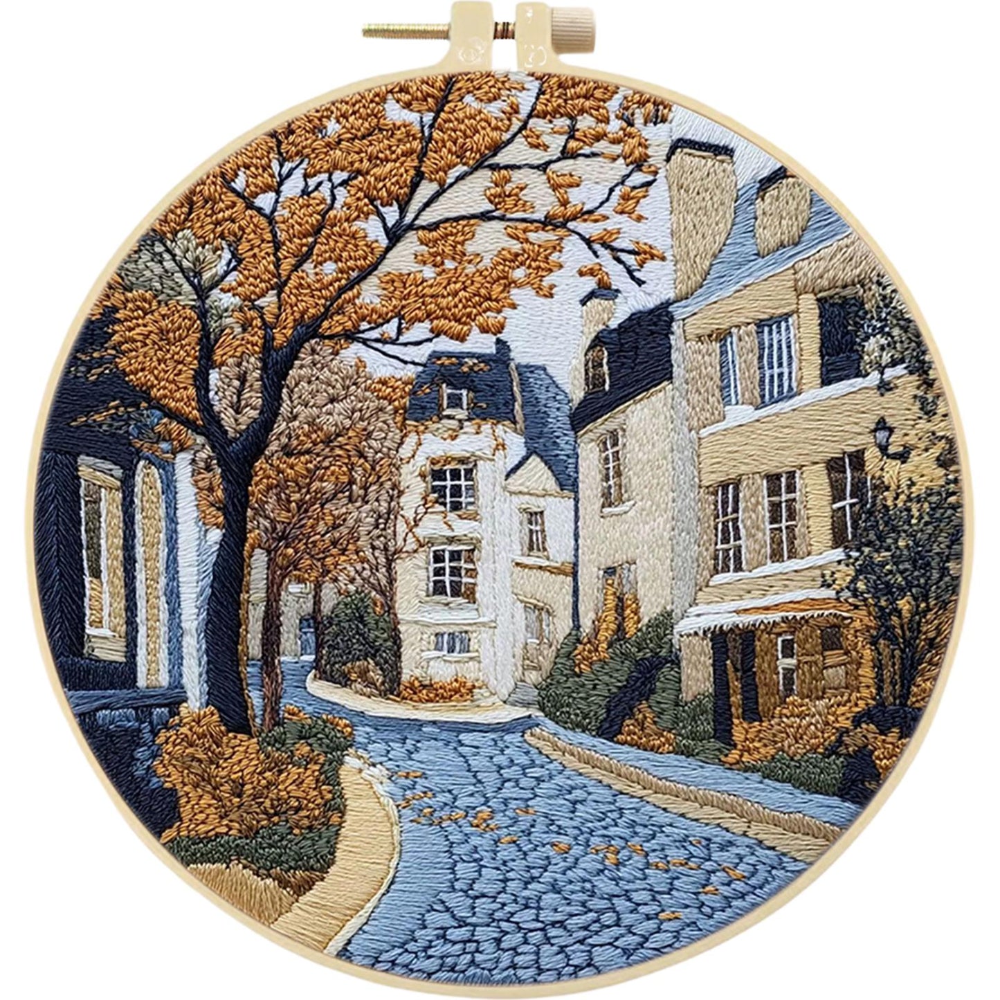 4PCS Four Seasons - DIY Embroidery Cross Stitch Kit with Pattern Cotton Threads Needles Hoop 25x25CM/9.84x9.84in