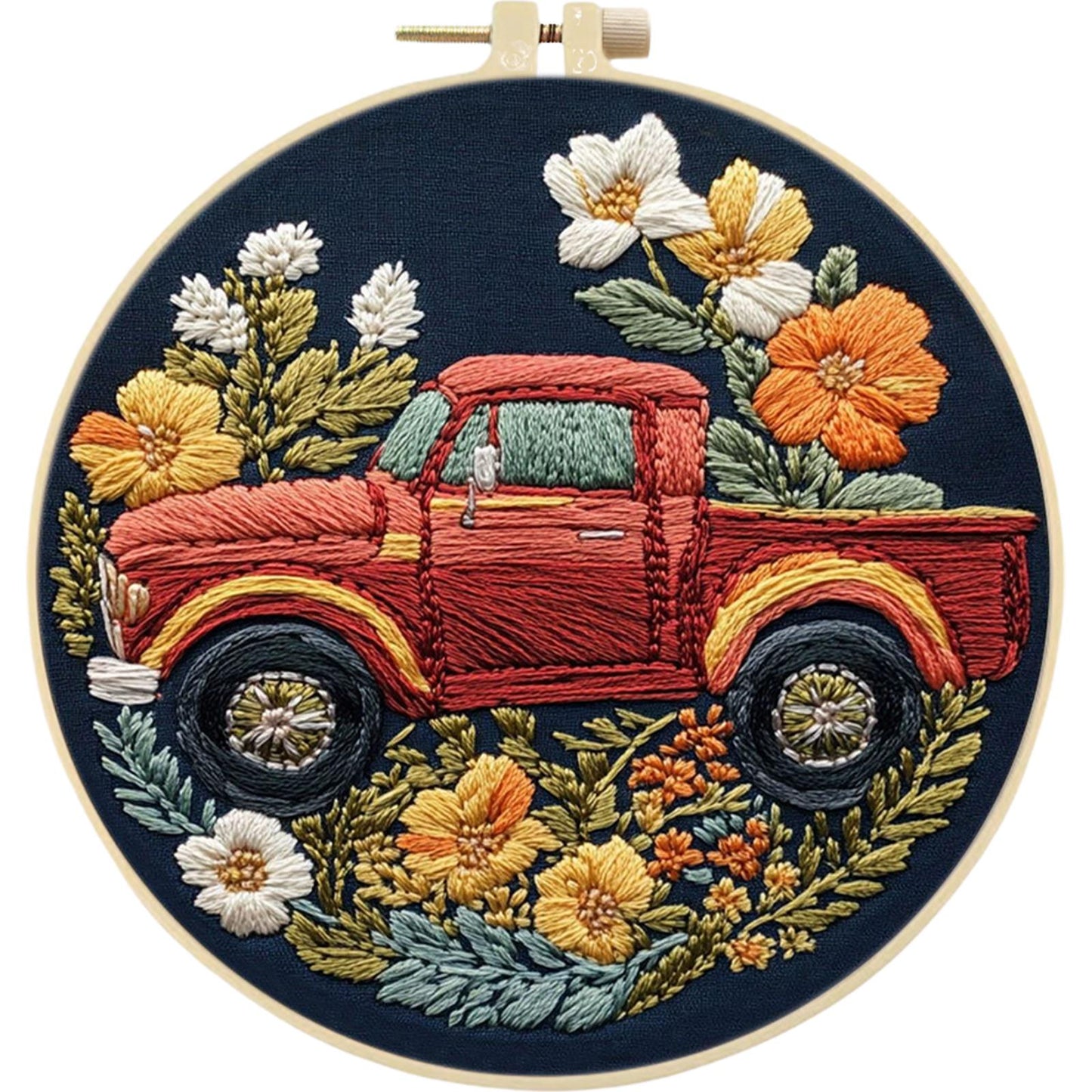 4PCS Horse - DIY Embroidery Cross Stitch Kit with Pattern Cotton Threads Needles Hoop 25x25CM/9.84x9.84in