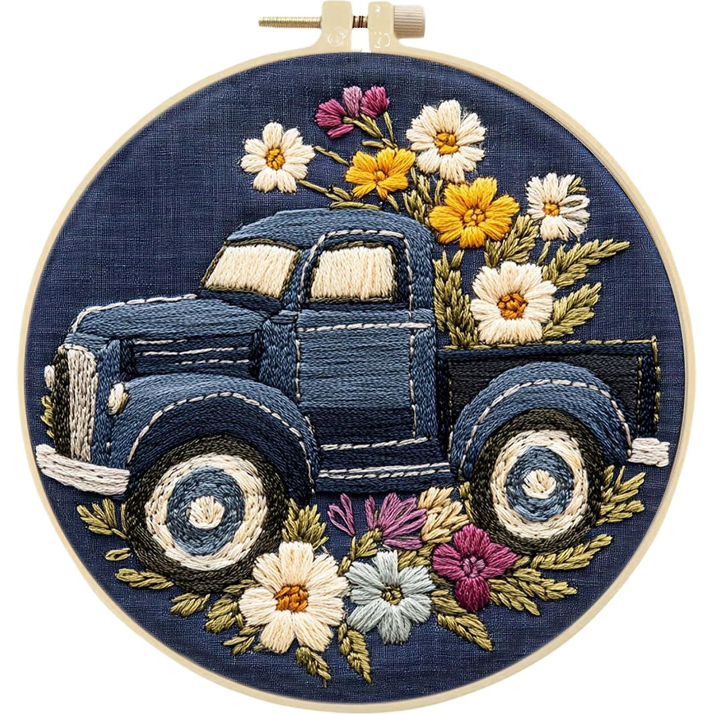 4PCS Horse - DIY Embroidery Cross Stitch Kit with Pattern Cotton Threads Needles Hoop 25x25CM/9.84x9.84in