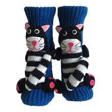 Load image into Gallery viewer, Long Stocking Stuffers Socks Chunky Knit Floor Slipper Sock Christmas (Blue Cat)
