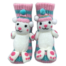 Load image into Gallery viewer, Long Stocking Stuffers Sock Chunky Knit Floor Slipper Sock Christmas (Pink Bear)
