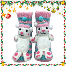 Load image into Gallery viewer, Long Stocking Stuffers Sock Chunky Knit Floor Slipper Sock Christmas (Pink Bear)
