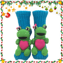 Load image into Gallery viewer, Long Stocking Stuffers Socks Chunky Knit Floor Slipper Sock Christmas(Blue Frog)
