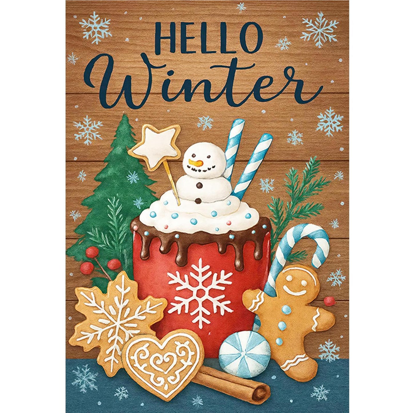 Christmas Poster - Full 11CT Stamped Cross Stitch 40x60CM - Huacan