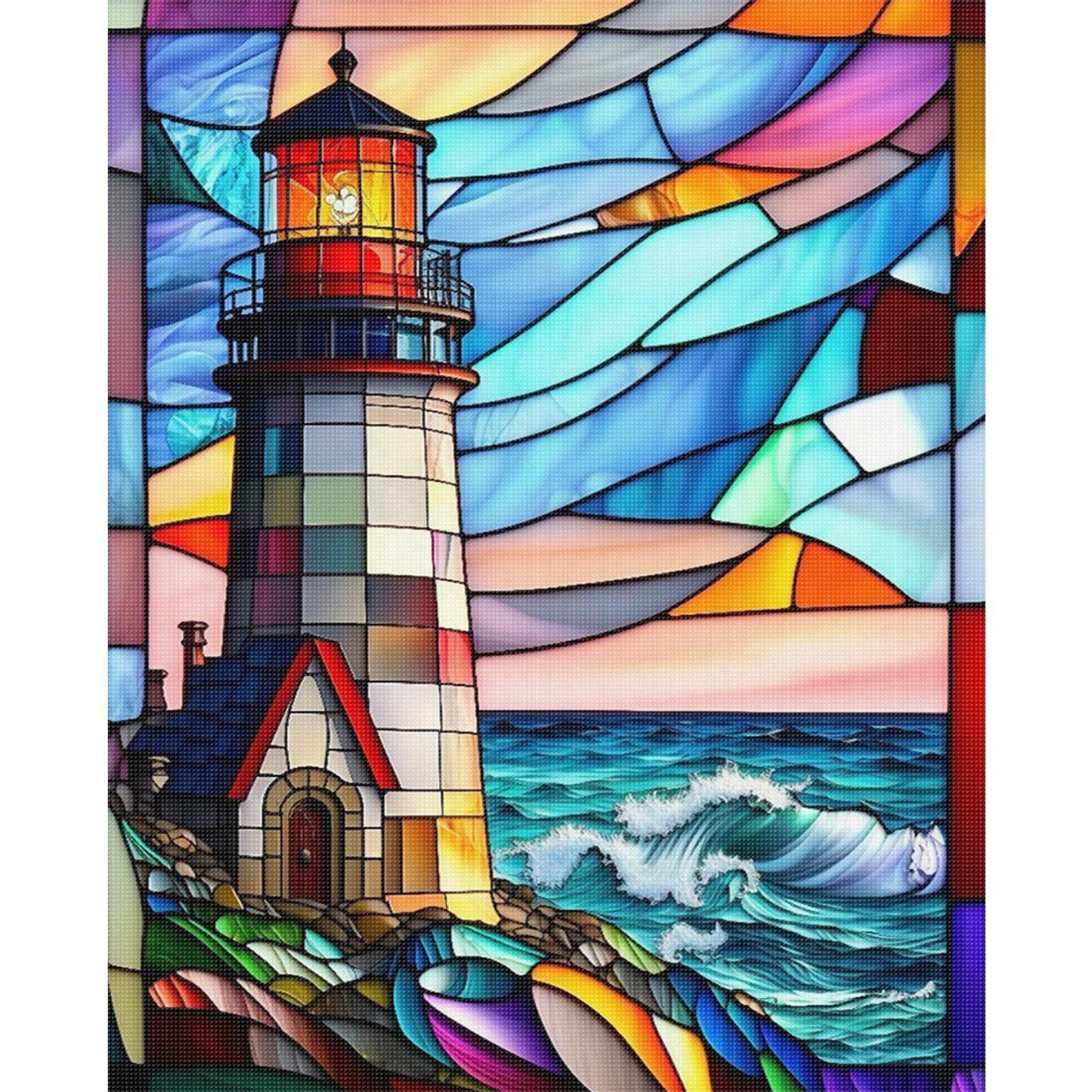 Glass Painting - Lighthouse - Full 11CT Stamped Cross Stitch 40x50CM - Huacan