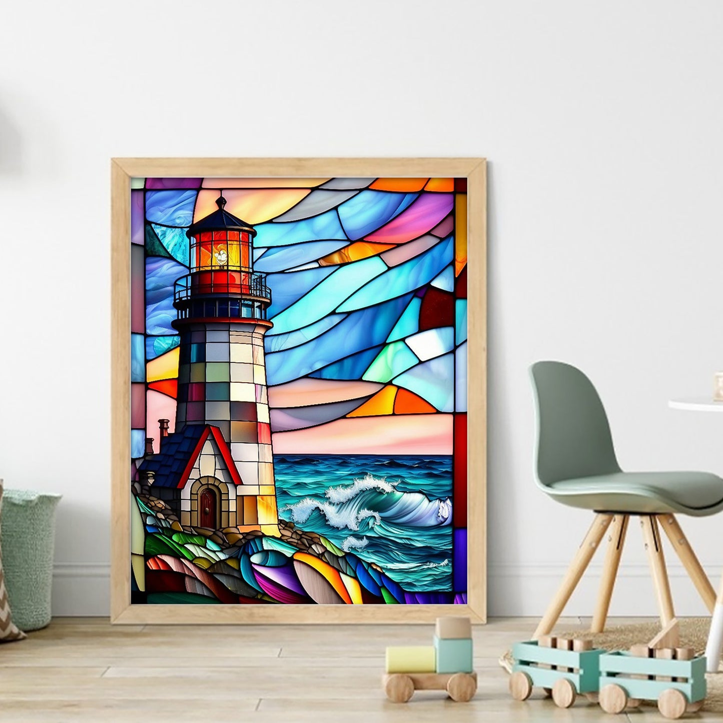 Glass Painting - Lighthouse - Full 11CT Stamped Cross Stitch 40x50CM - Huacan