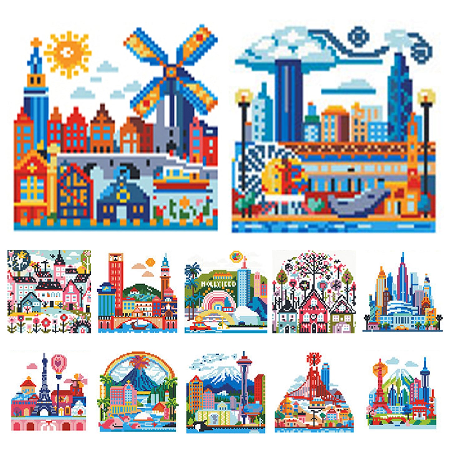 Characteristic Architecture - Partial 11CT Stamped Cross Stitch 15x15CM - Huacan