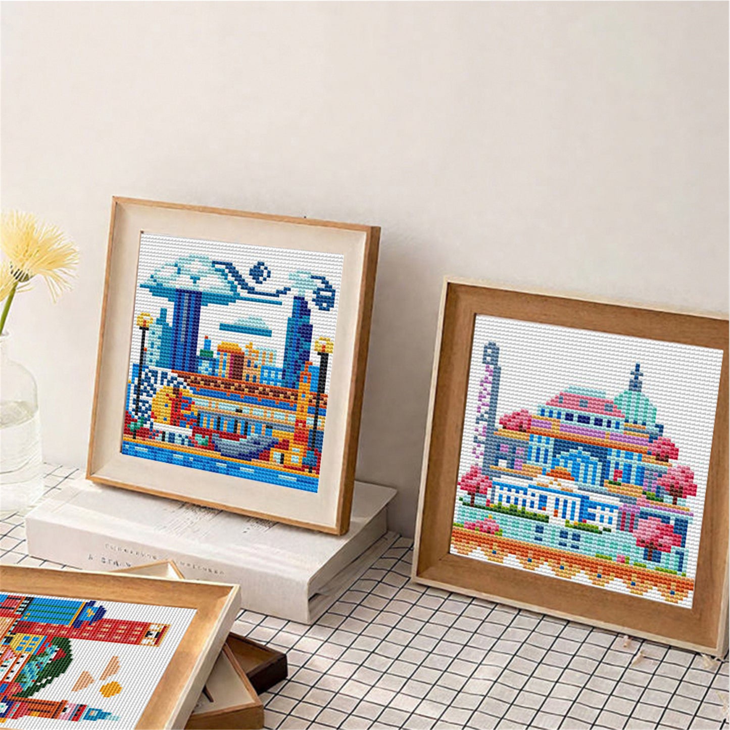 Characteristic Architecture - Partial 11CT Stamped Cross Stitch 15x15CM - Huacan