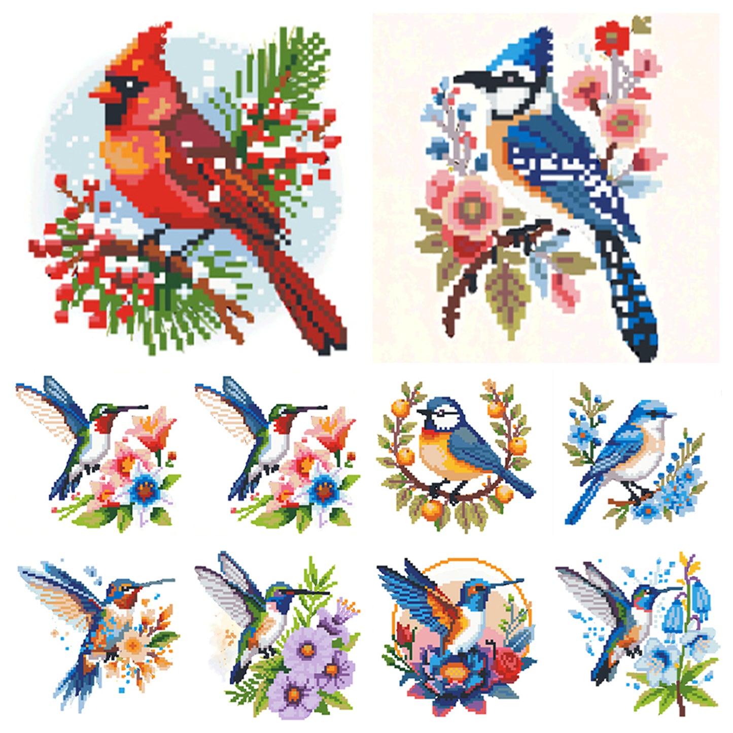 Birds - Partial 11CT Stamped Cross Stitch 15x15CM - Huacan