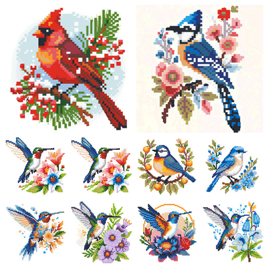Birds - Partial 11CT Stamped Cross Stitch 15x15CM - Huacan