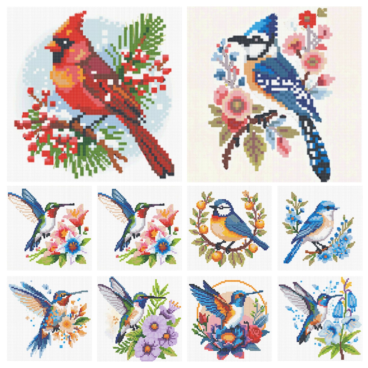 Birds - Partial 11CT Stamped Cross Stitch 15x15CM - Huacan
