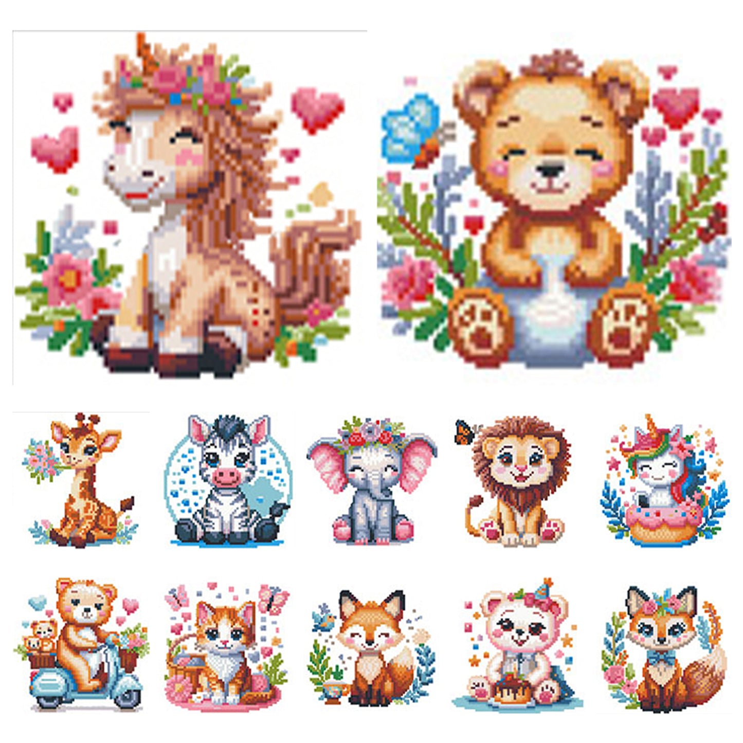 Animals - Partial 11CT Stamped Cross Stitch 15x15CM - Huacan
