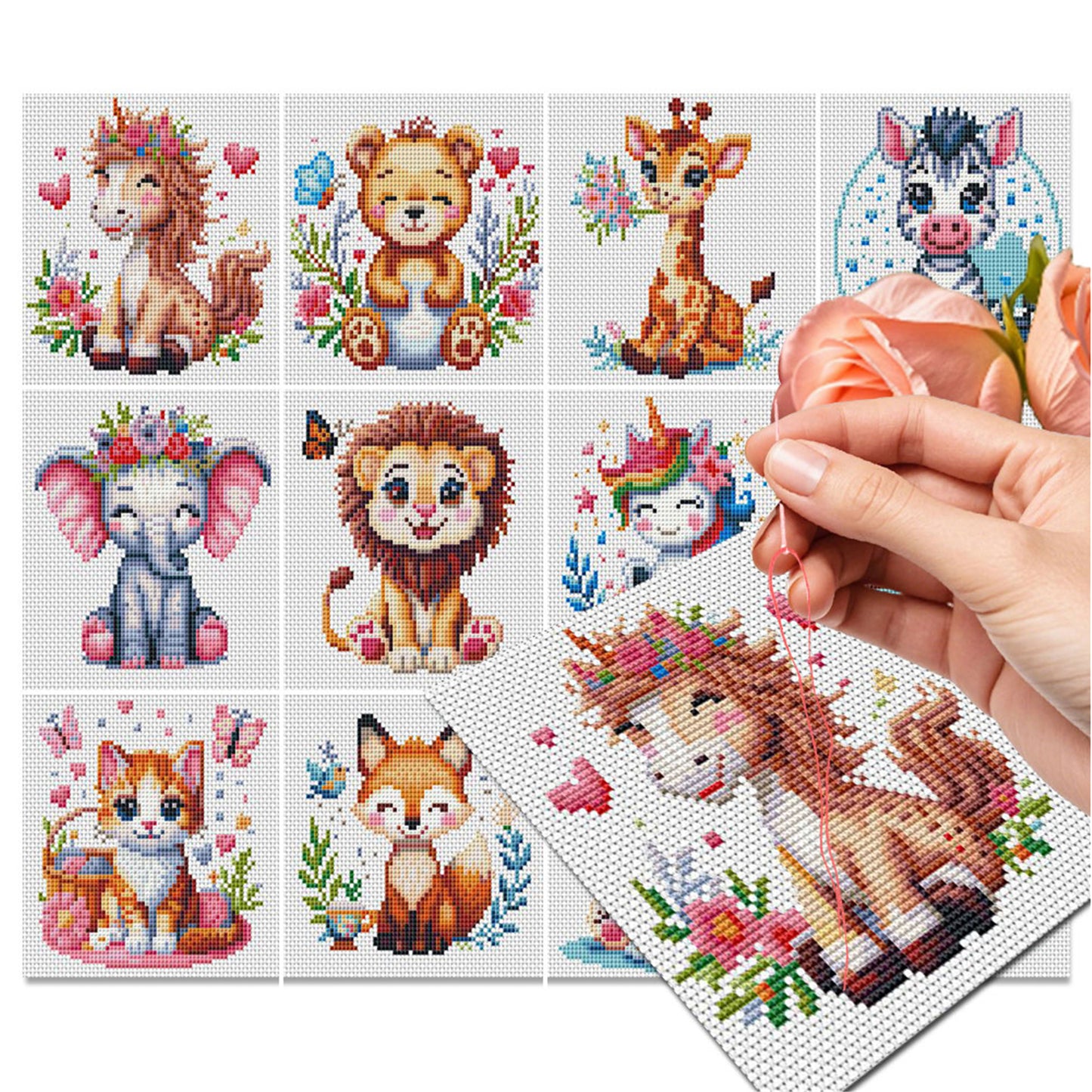 Animals - Partial 11CT Stamped Cross Stitch 15x15CM - Huacan
