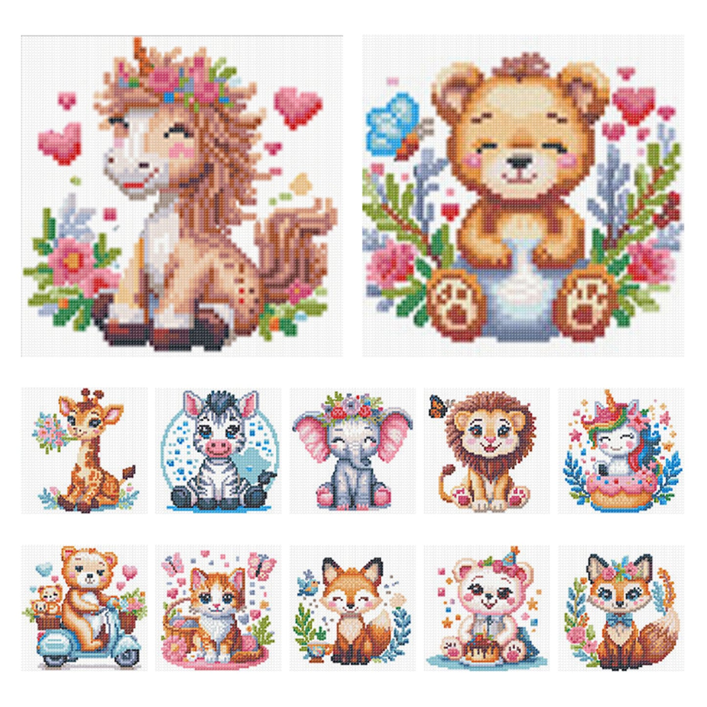Animals - Partial 11CT Stamped Cross Stitch 15x15CM - Huacan