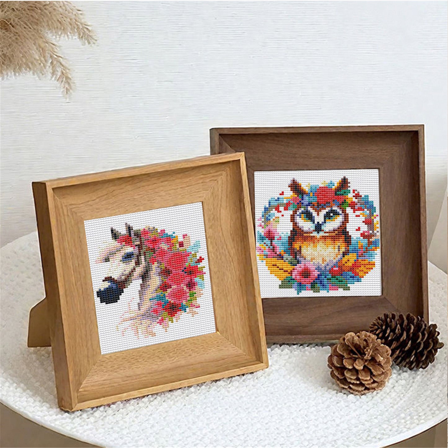 Flowers And Animals - Partial 11CT Stamped Cross Stitch 15x15CM - Huacan