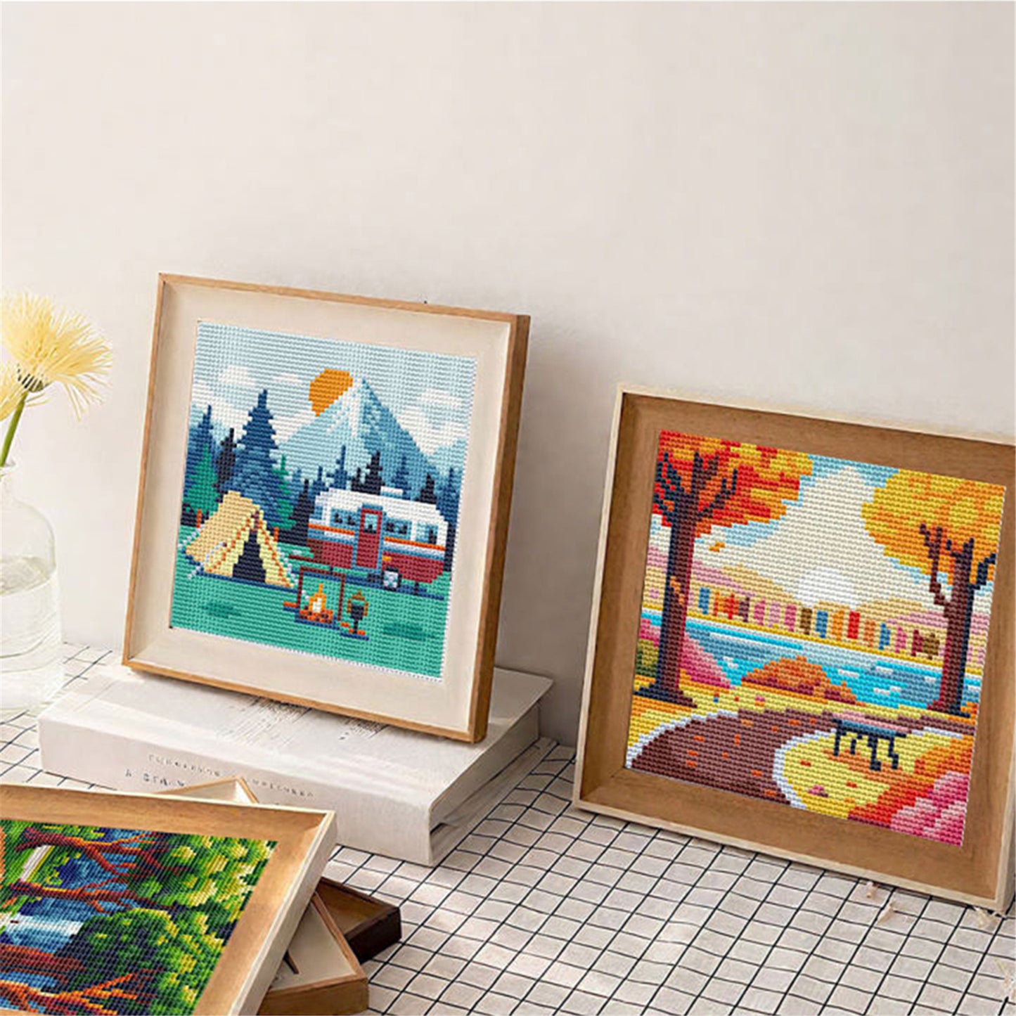 Mountains And Rivers - Full 11CT Stamped Cross Stitch 15x15CM - Huacan