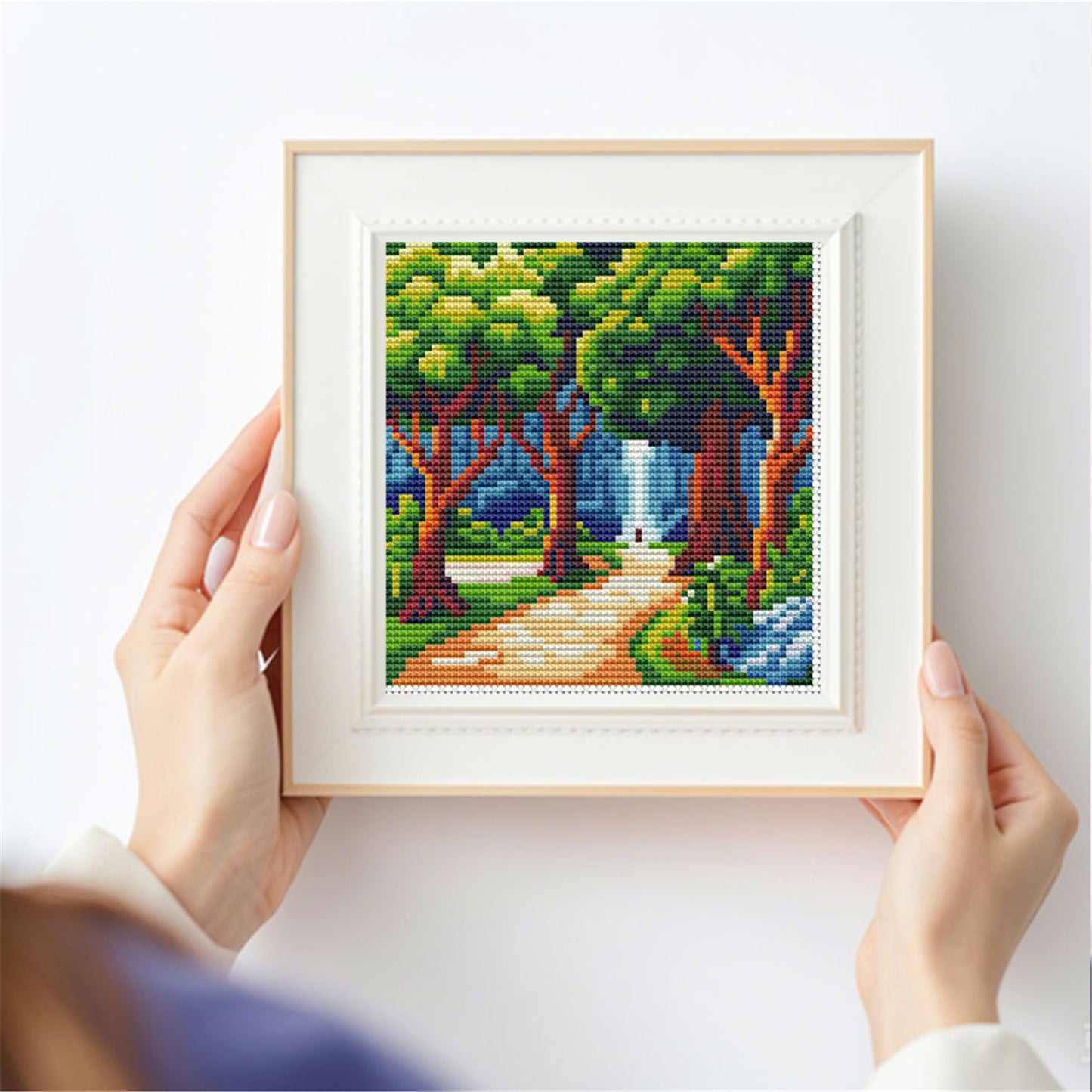Mountains And Rivers - Full 11CT Stamped Cross Stitch 15x15CM - Huacan