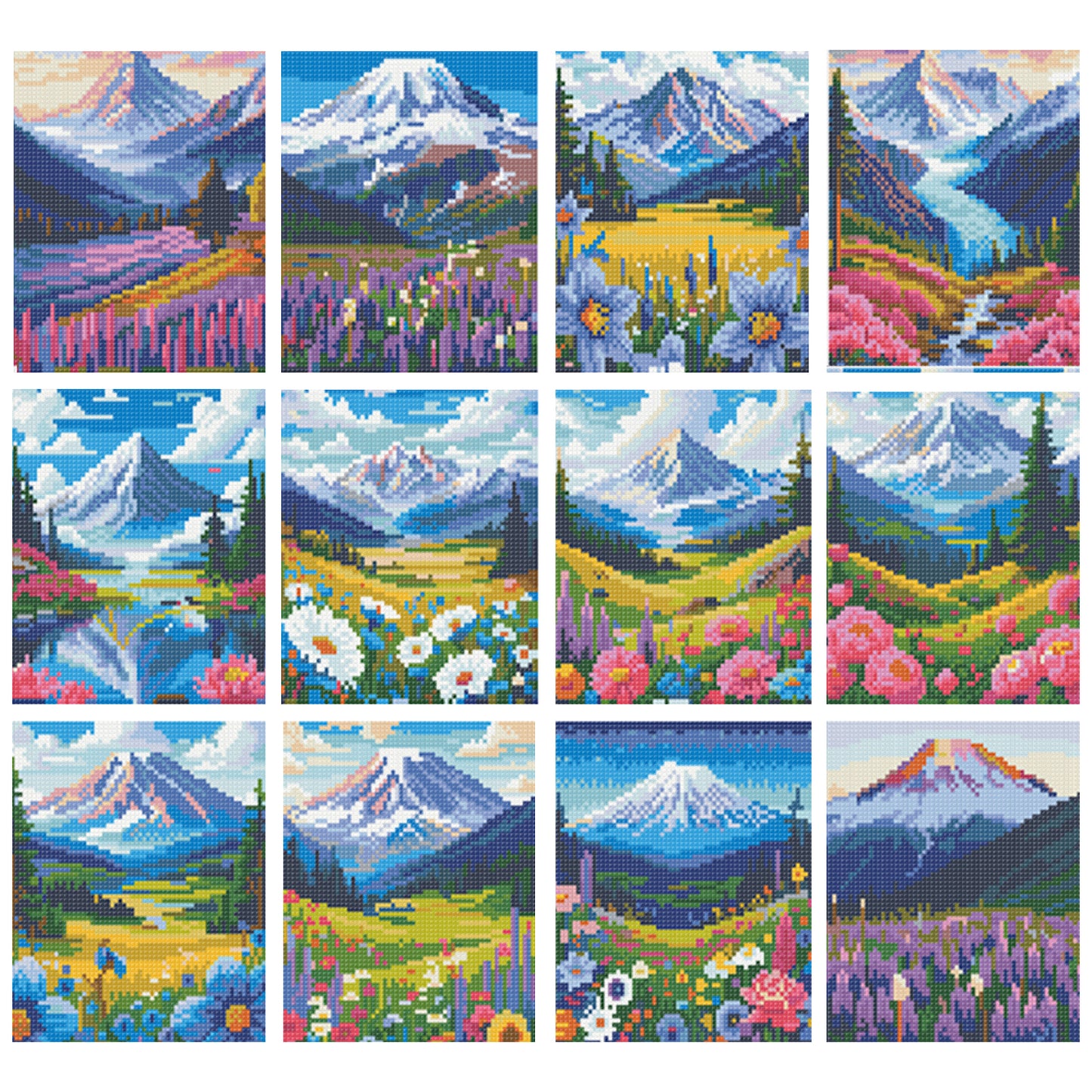 Flower Field Scenery - Full 11CT Stamped Cross Stitch 15x15CM - Huacan