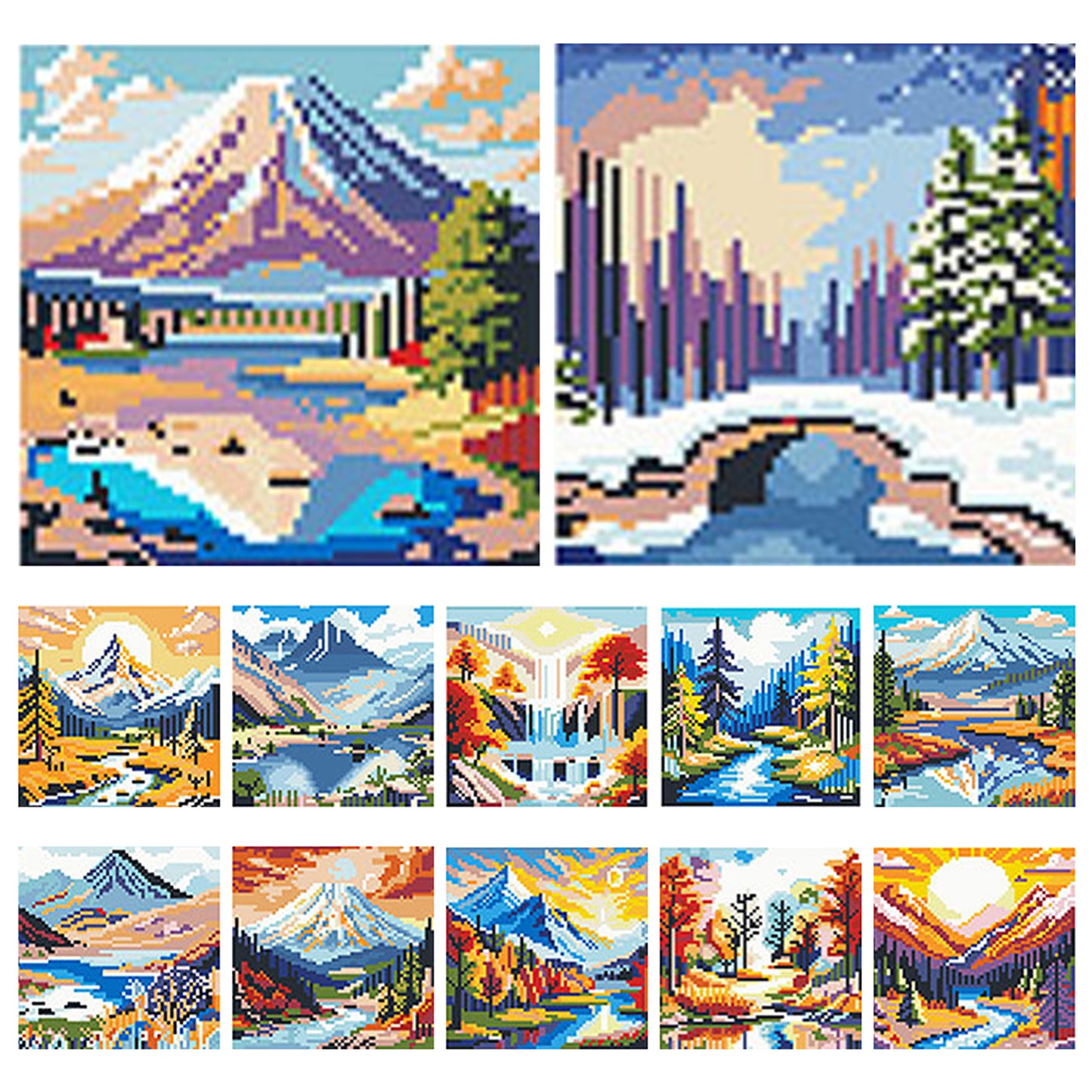 Autumn And Winter Scenery - Full 11CT Stamped Cross Stitch 15x15CM - Huacan
