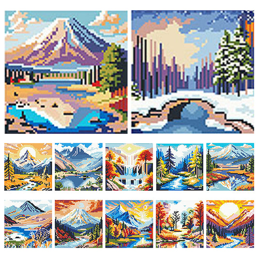 Autumn And Winter Scenery - Full 11CT Stamped Cross Stitch 15x15CM - Huacan