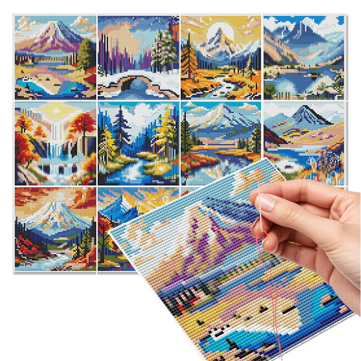 Autumn And Winter Scenery - Full 11CT Stamped Cross Stitch 15x15CM - Huacan