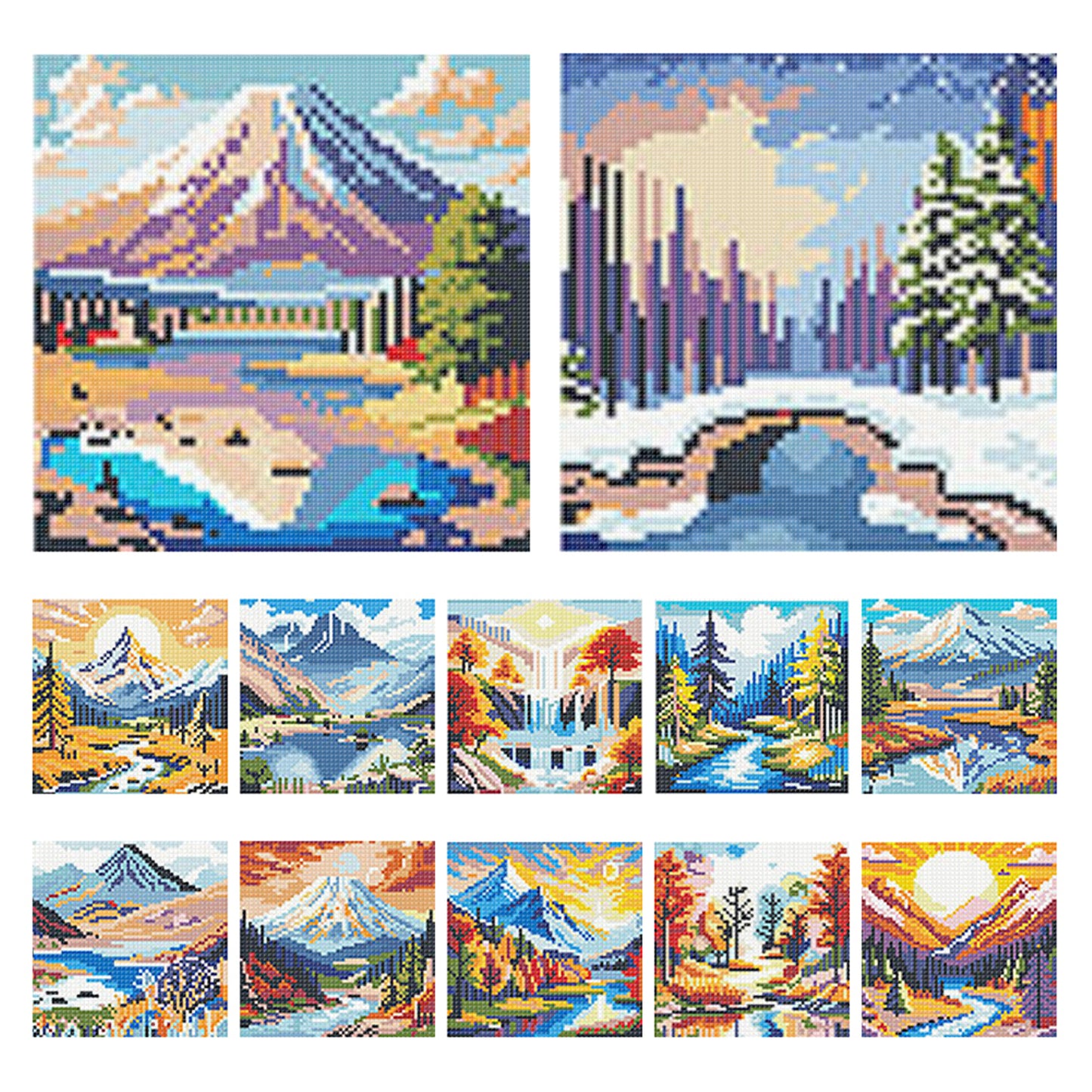 Autumn And Winter Scenery - Full 11CT Stamped Cross Stitch 15x15CM - Huacan
