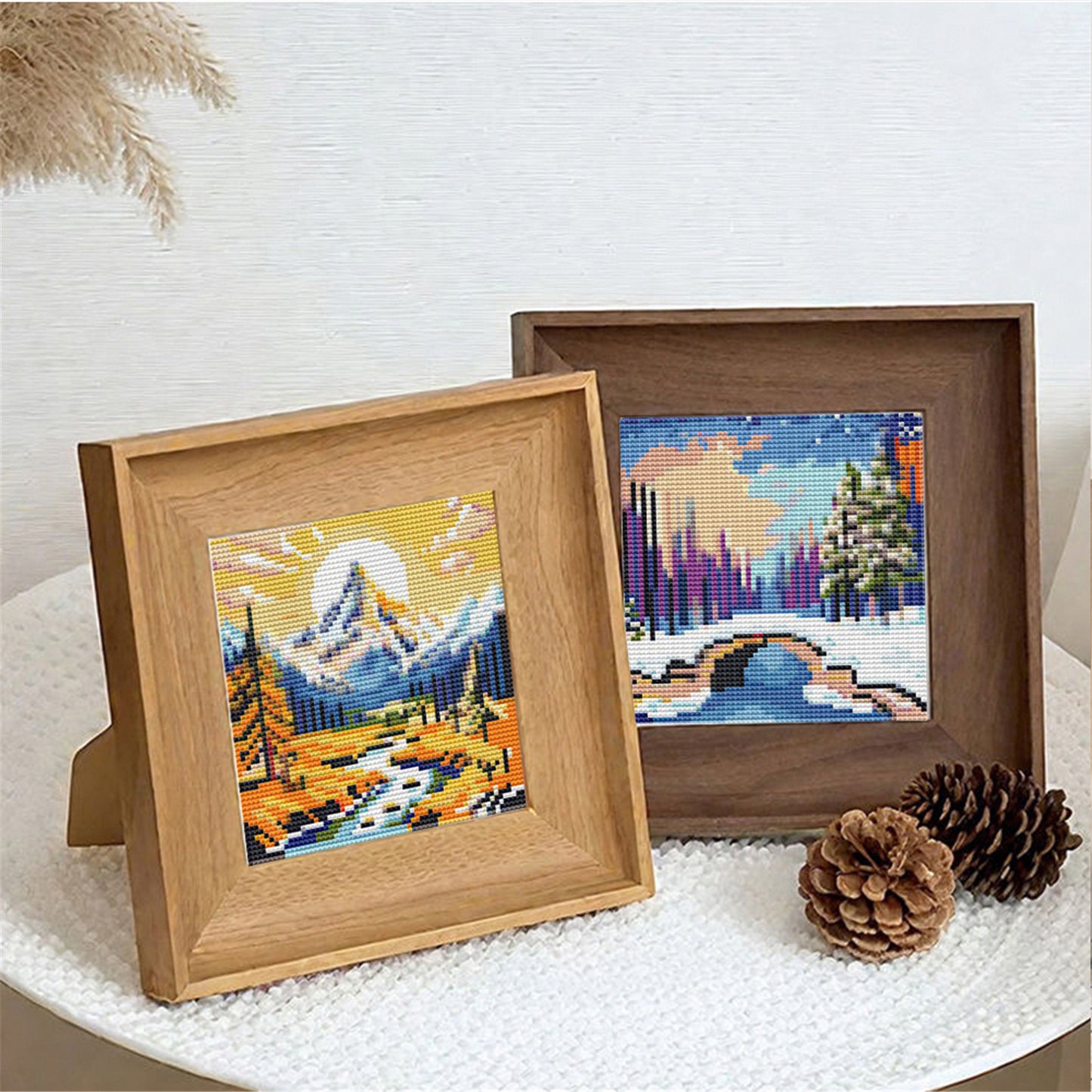Autumn And Winter Scenery - Full 11CT Stamped Cross Stitch 15x15CM - Huacan